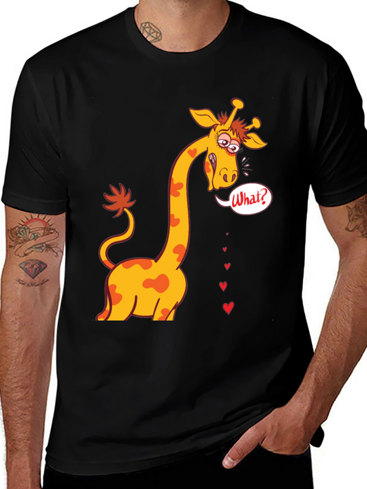 Funny Giraffe What? T-Shirt - Black
