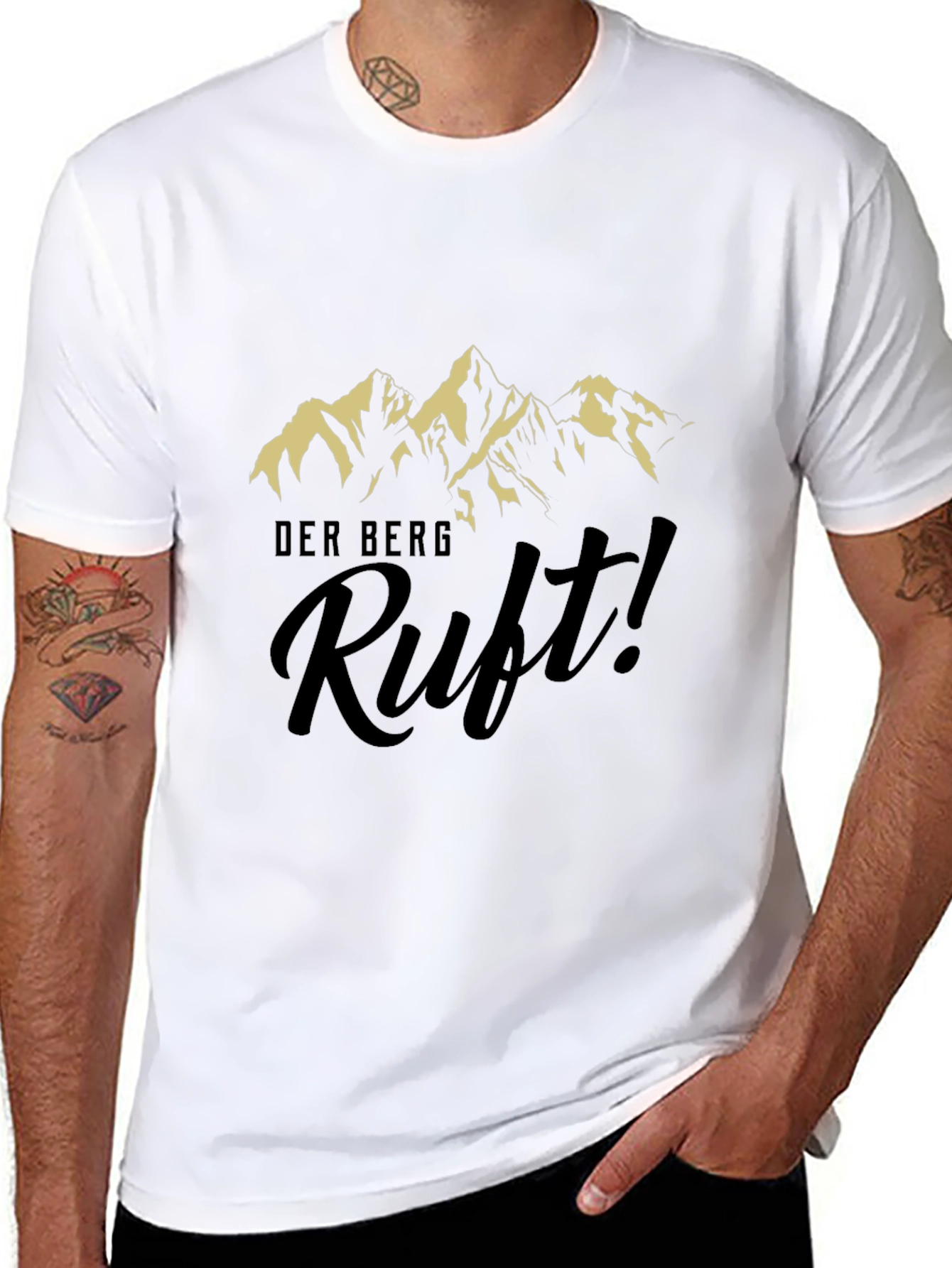 Mens Black Graphic T-Shirt - Der Berg Ruft!