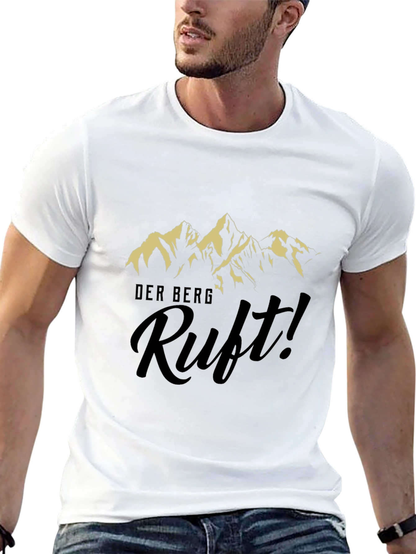 Mens Black Graphic T-Shirt - Der Berg Ruft!