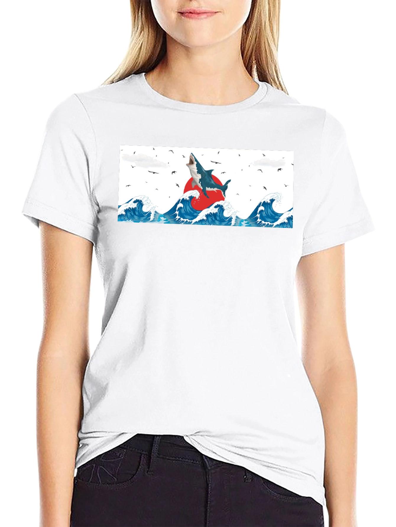 Shark Wave T-Shirt - Artistic Graphic Tee