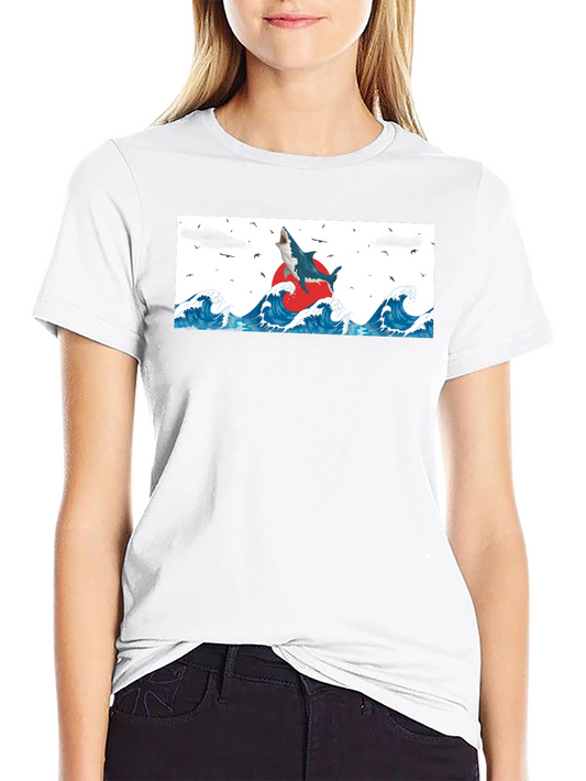 Shark Wave T-Shirt - Artistic Graphic Tee