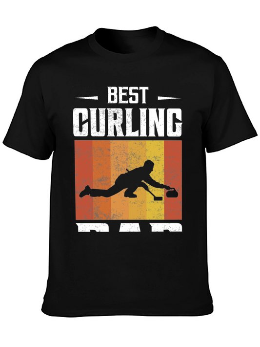 Best Curling Dad T-Shirt Black Graphic Tee
