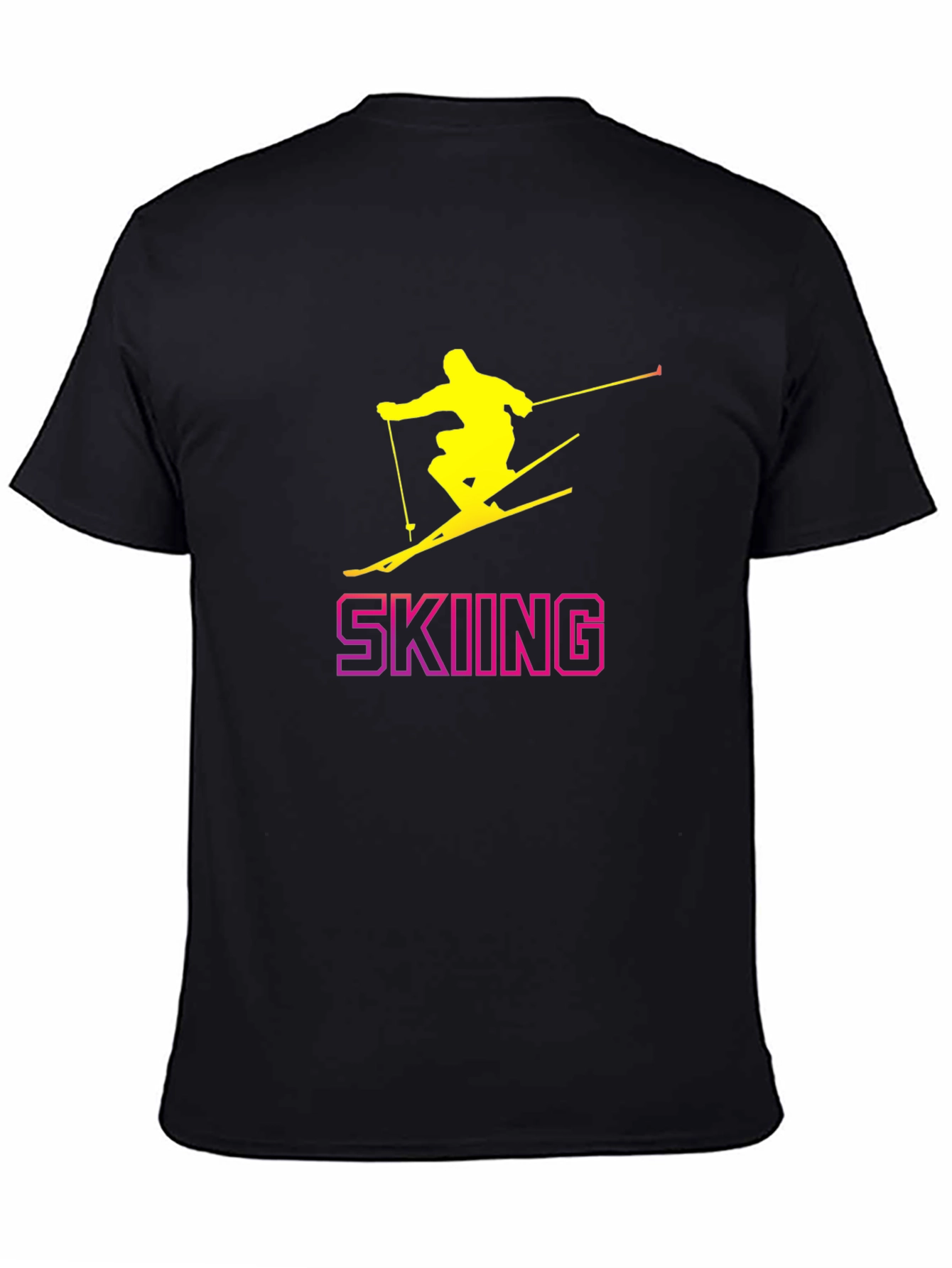 Skiing Graphic Tee - Black Cotton T-Shirt
