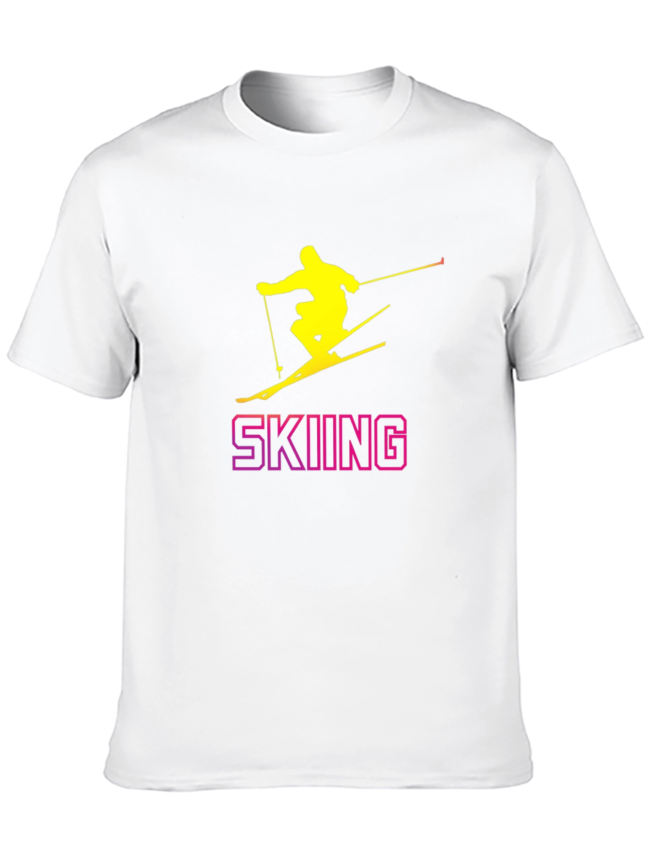 Skiing Graphic Tee - Black Cotton T-Shirt