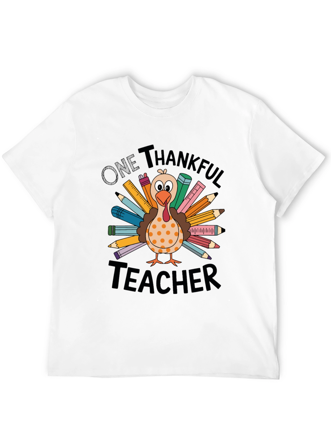 One Thankful Teacher Thanksgiving Turkey Graphic Tee