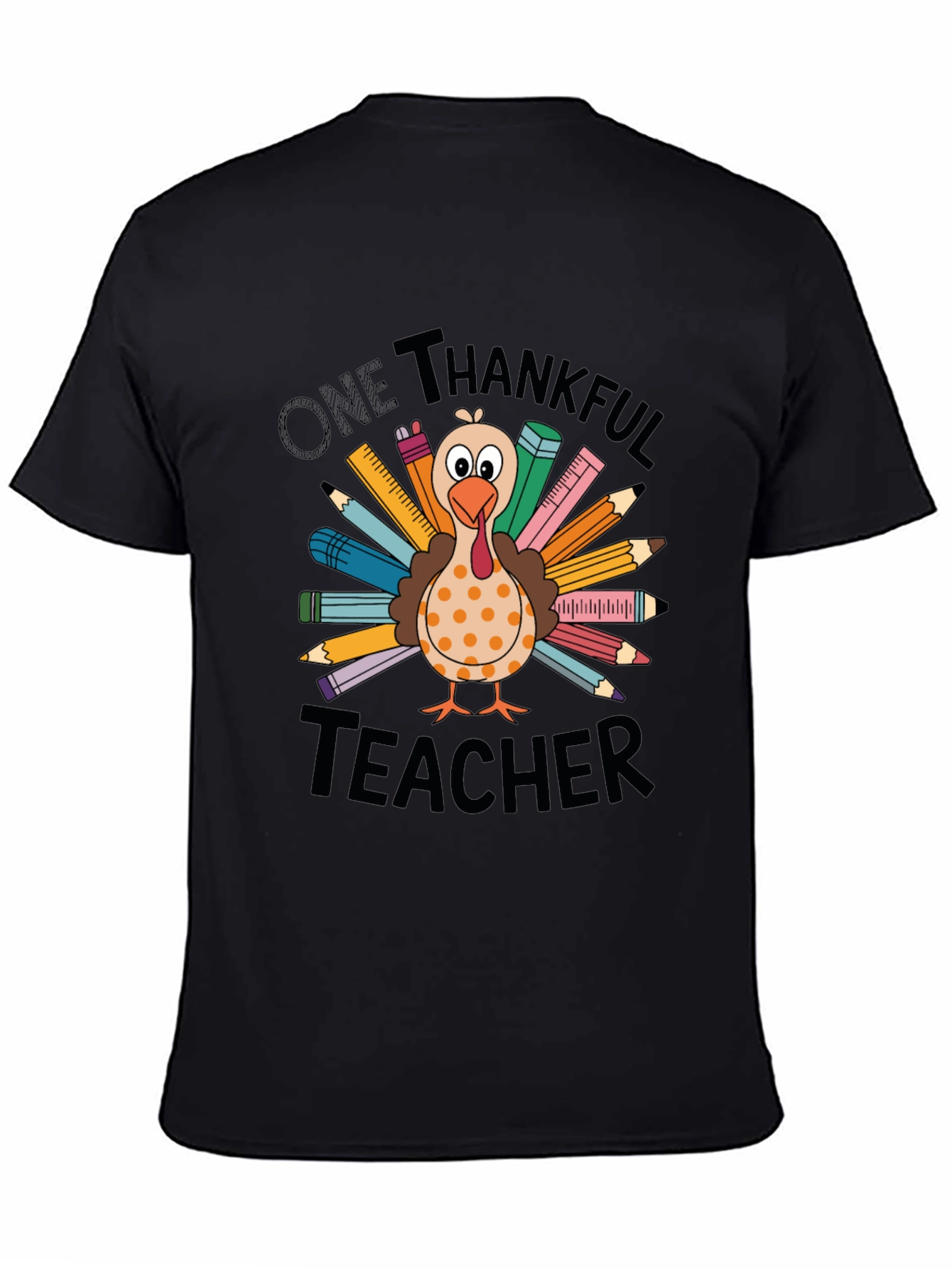 One Thankful Teacher Thanksgiving Turkey Graphic Tee