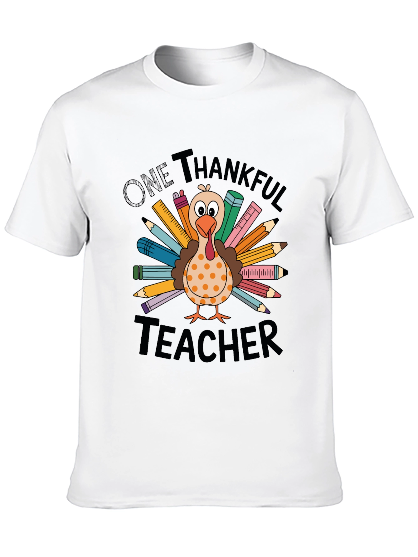 One Thankful Teacher Thanksgiving Turkey Graphic Tee