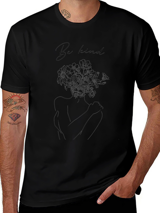 Be Kind Graphic Tee - Minimalist Line Art