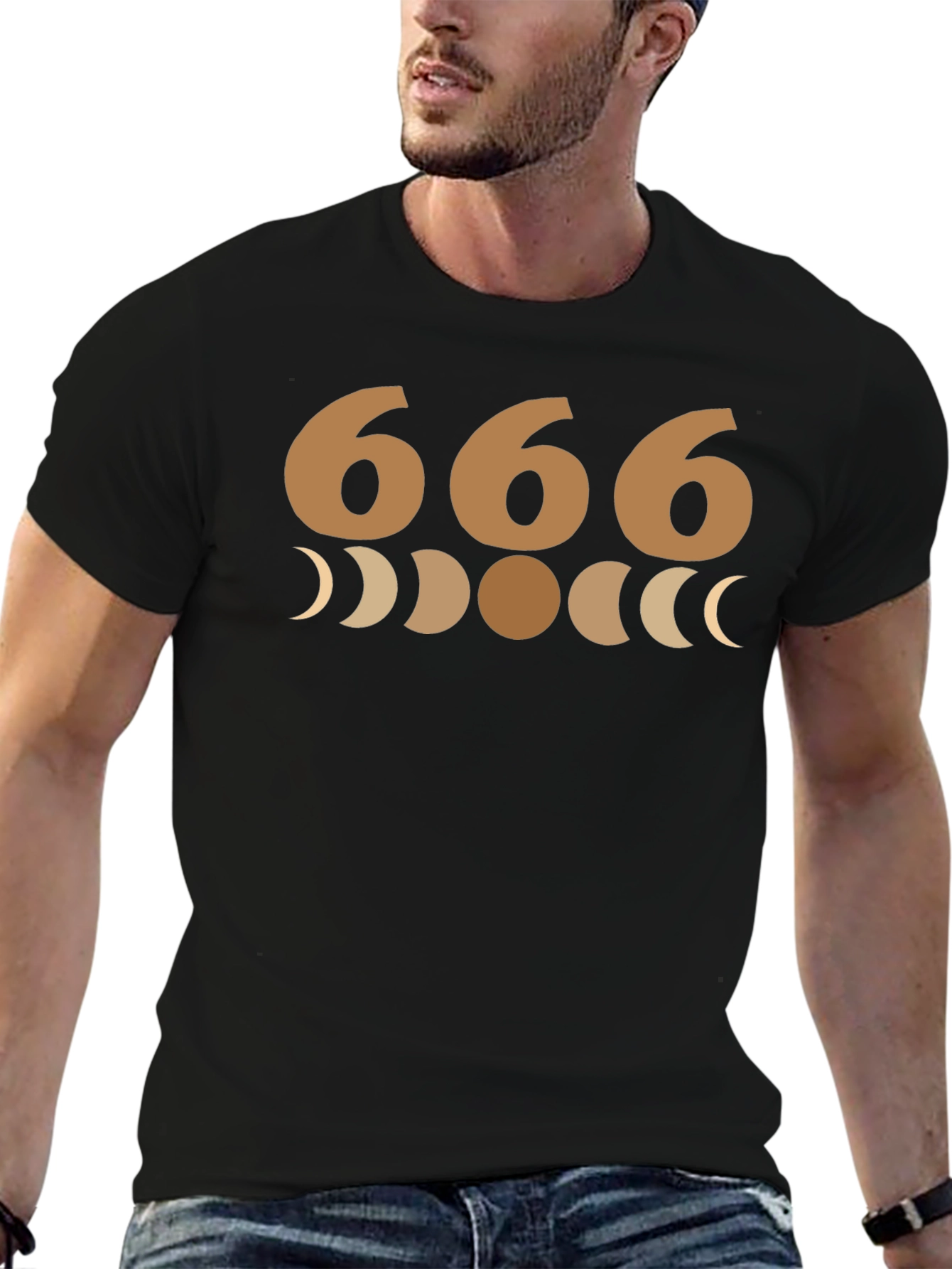 666 Moon Phase Graphic Tee - Soft Cotton Blend