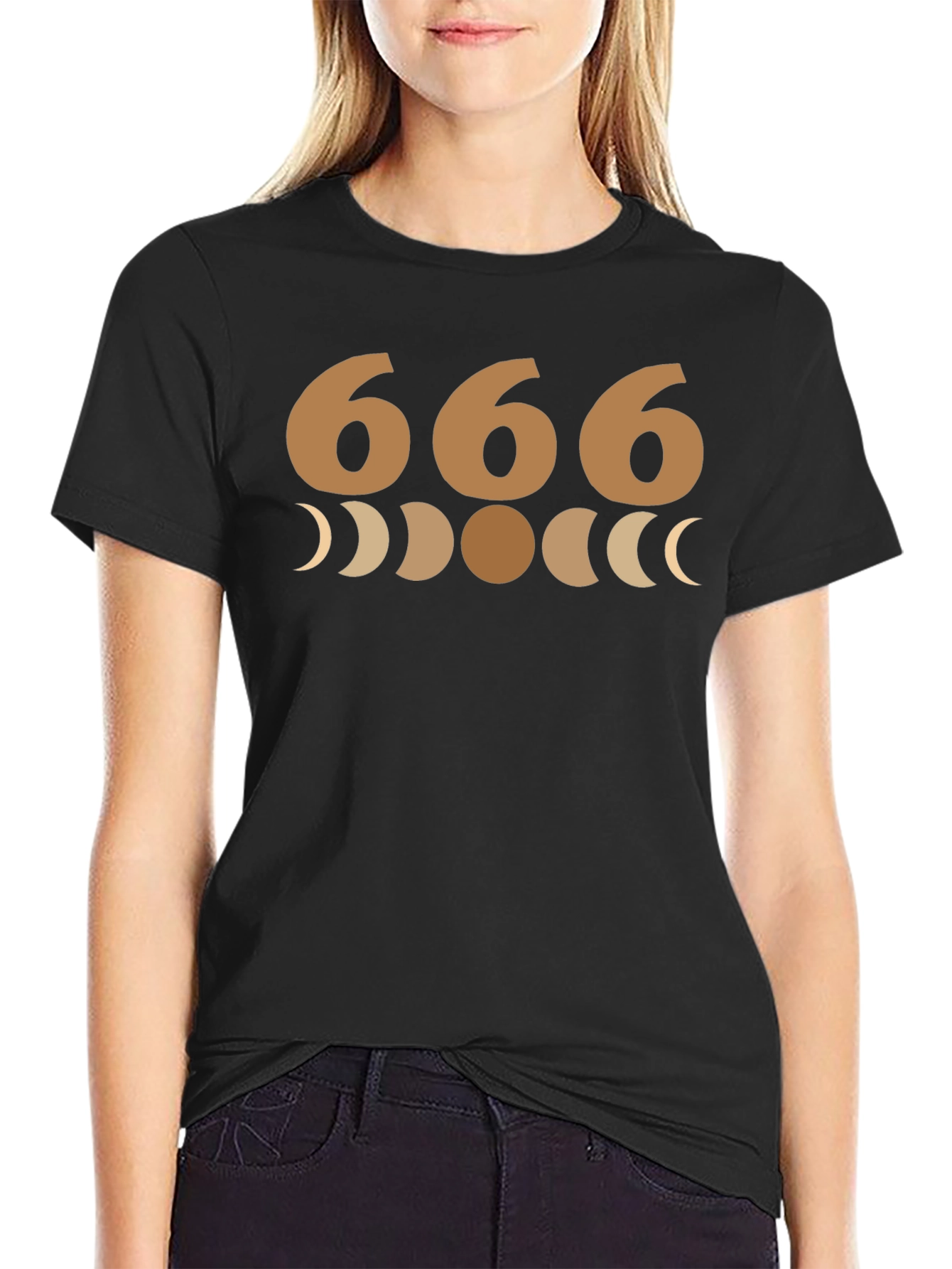 666 Moon Phase Graphic Tee - Soft Cotton Blend