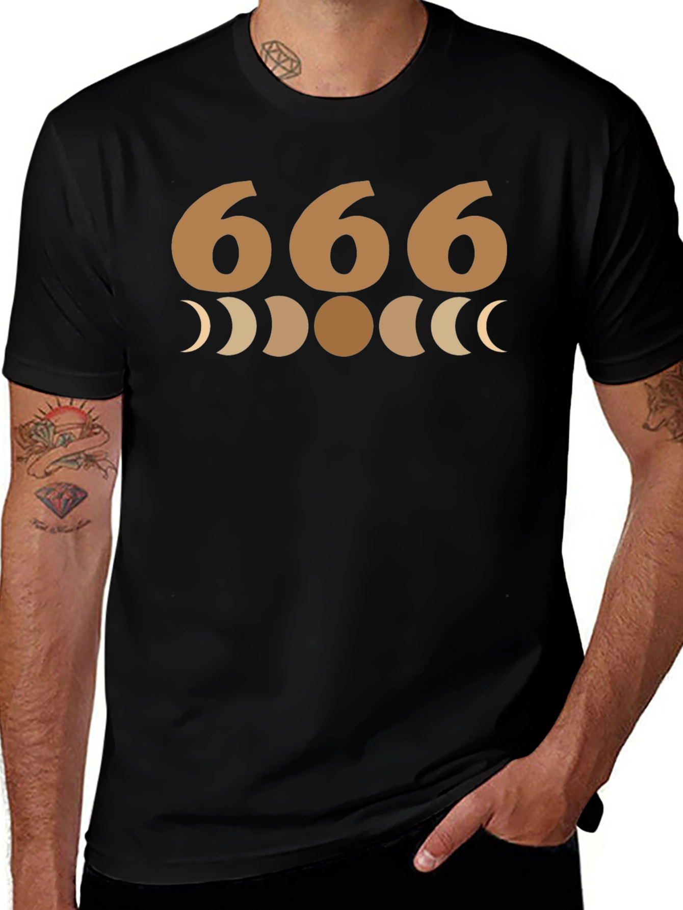 666 Moon Phase Graphic Tee - Soft Cotton Blend