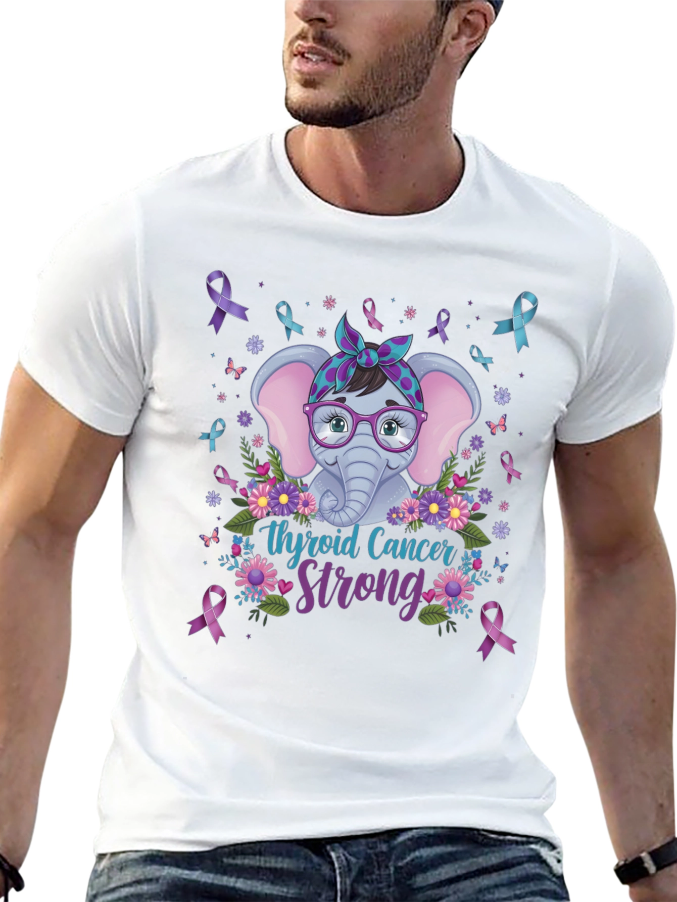 Thyroid Cancer Strong Elephant T-Shirt