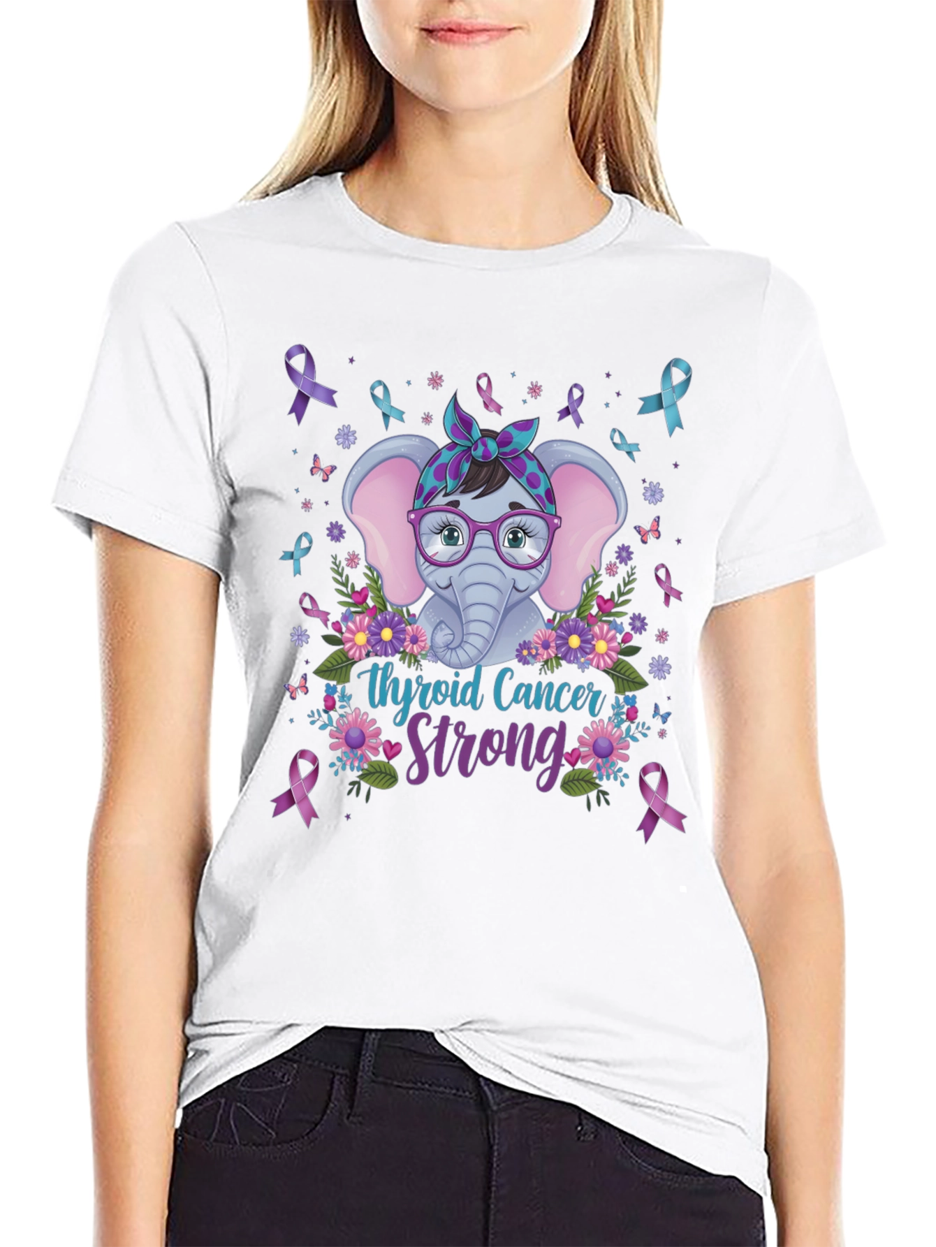 Thyroid Cancer Strong Elephant T-Shirt
