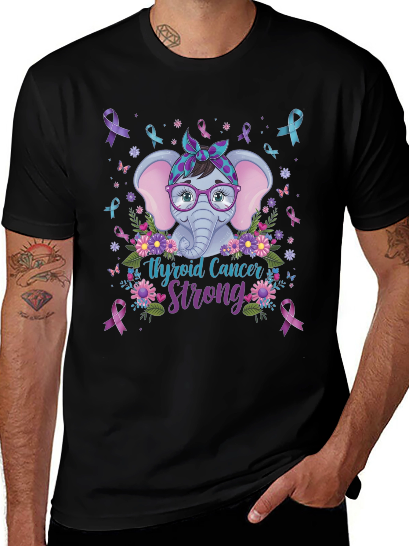 Thyroid Cancer Strong Elephant T-Shirt