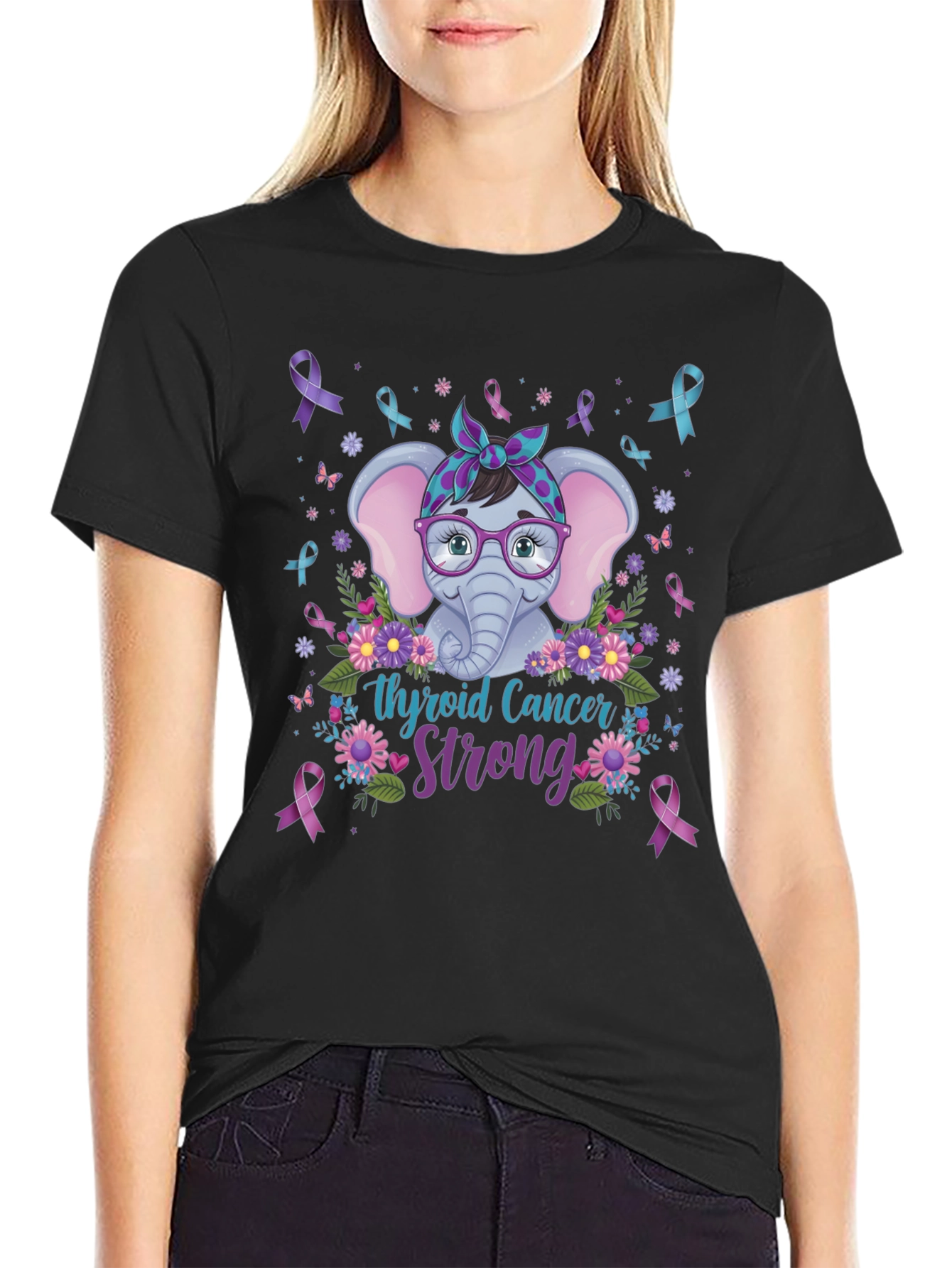 Thyroid Cancer Strong Elephant T-Shirt