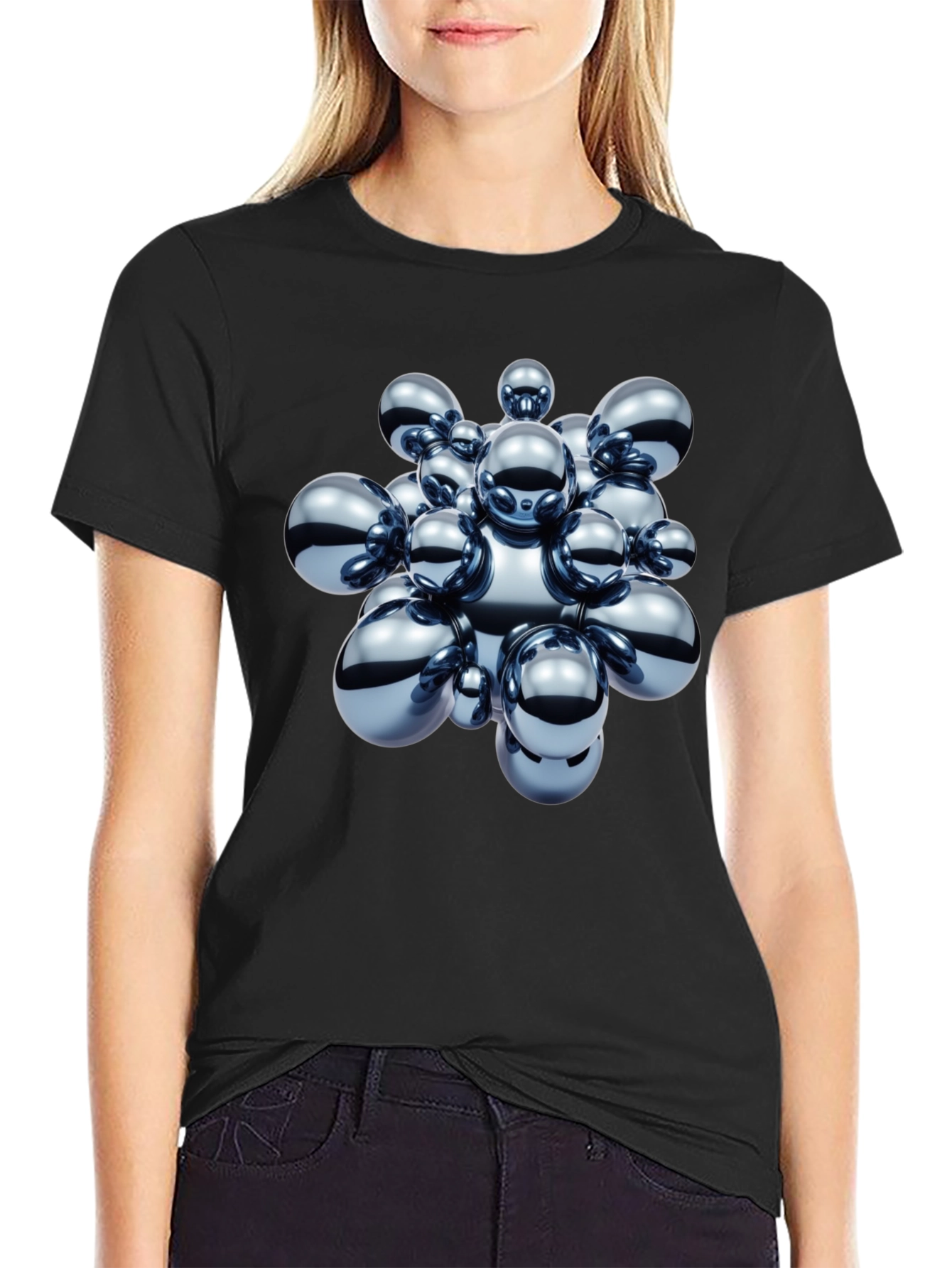 Abstract Spheres Graphic Black T-Shirt