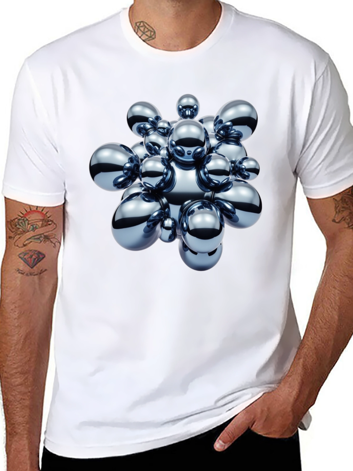 Abstract Spheres Graphic Black T-Shirt