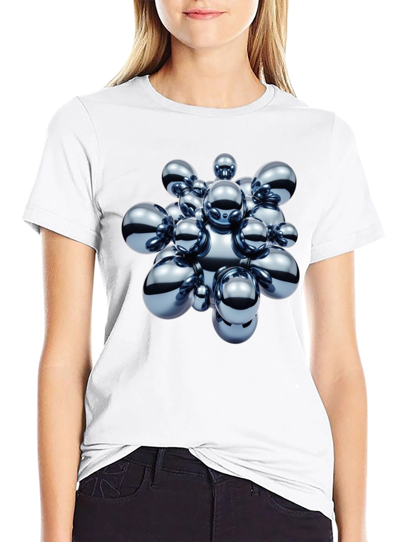 Abstract Spheres Graphic Black T-Shirt
