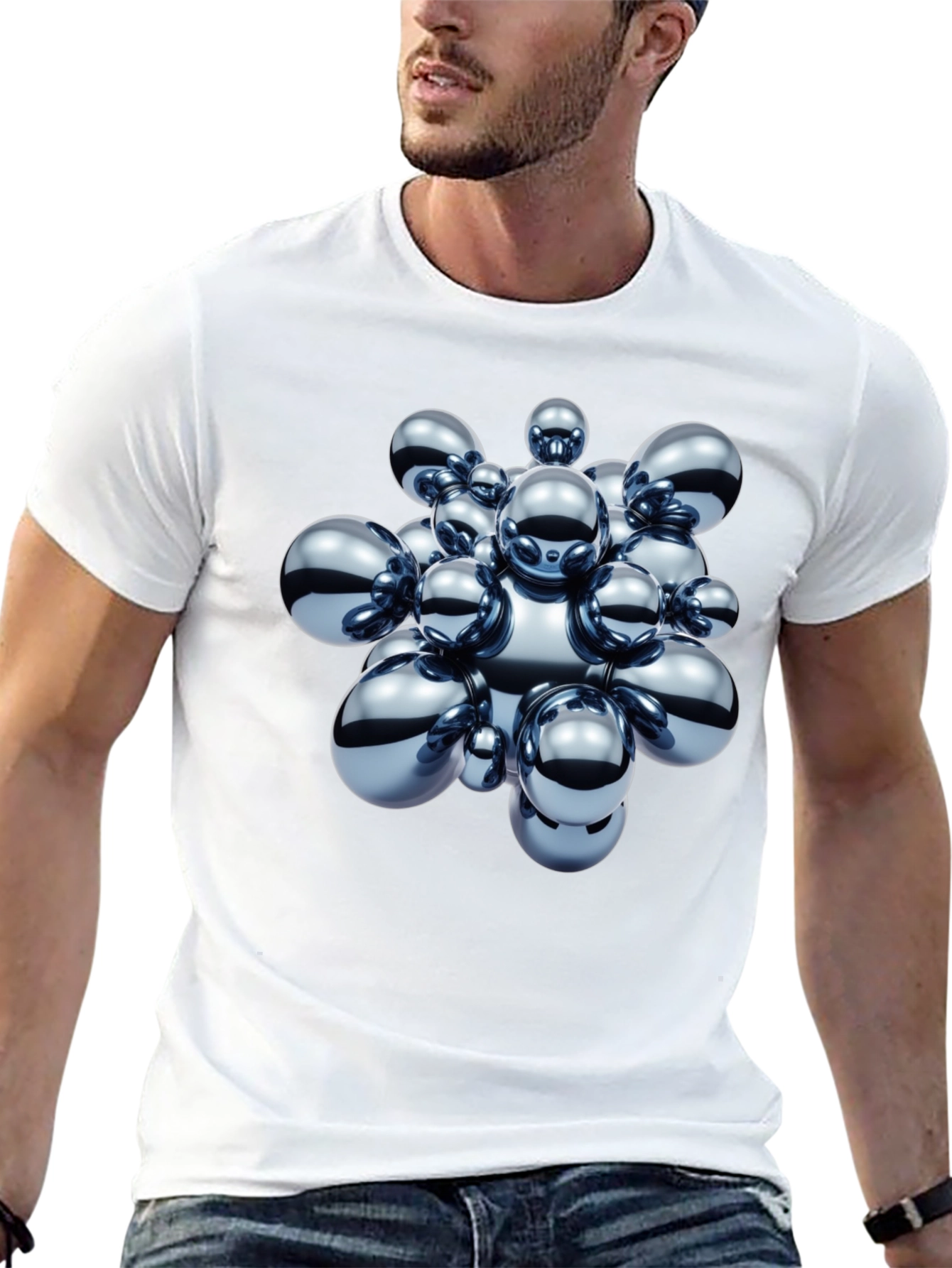 Abstract Spheres Graphic Black T-Shirt