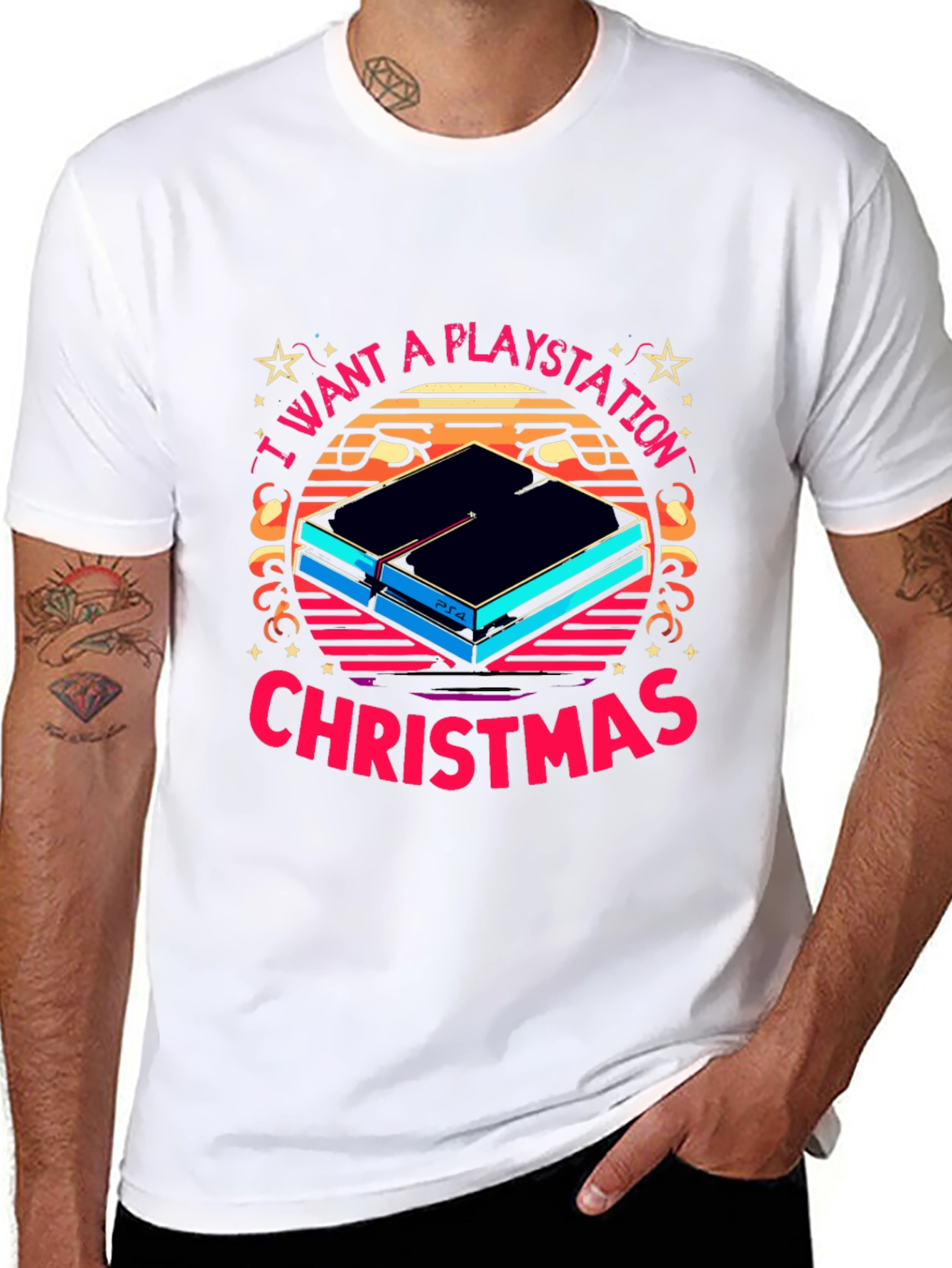PlayStation Christmas T-Shirt Retro Design