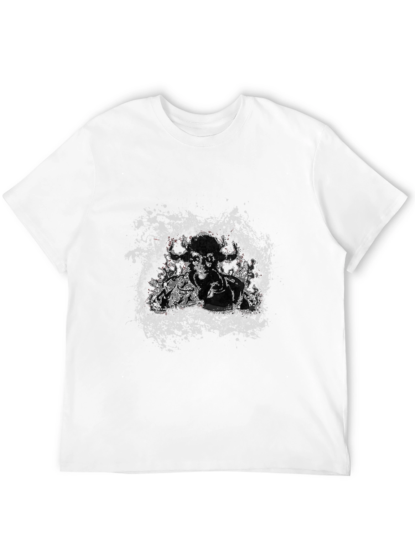 Black Graphic Tee - Bull Skull Design