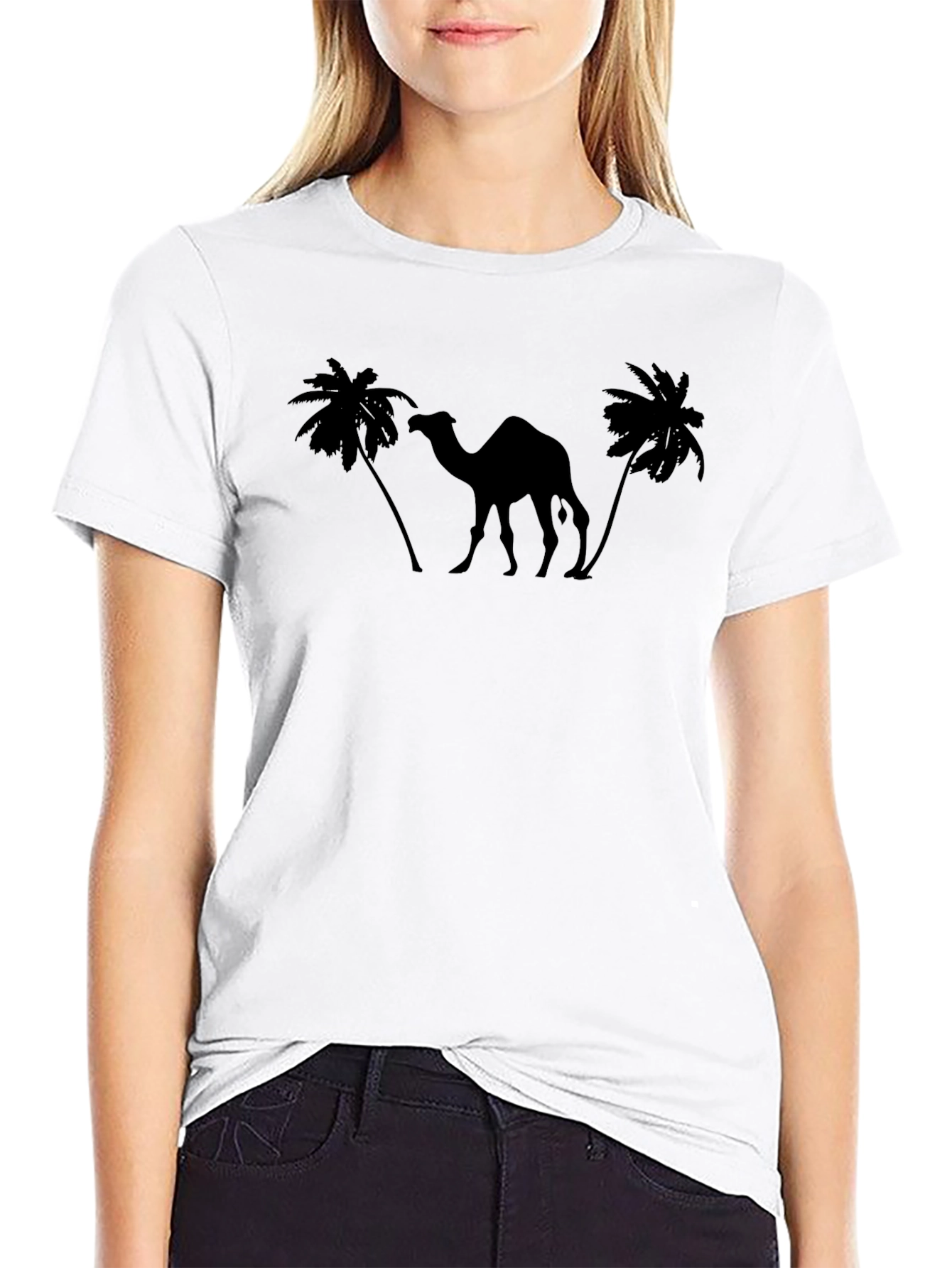 Desert Dreamer Tee: Camel & Palm Tree Graphic T-Shirt
