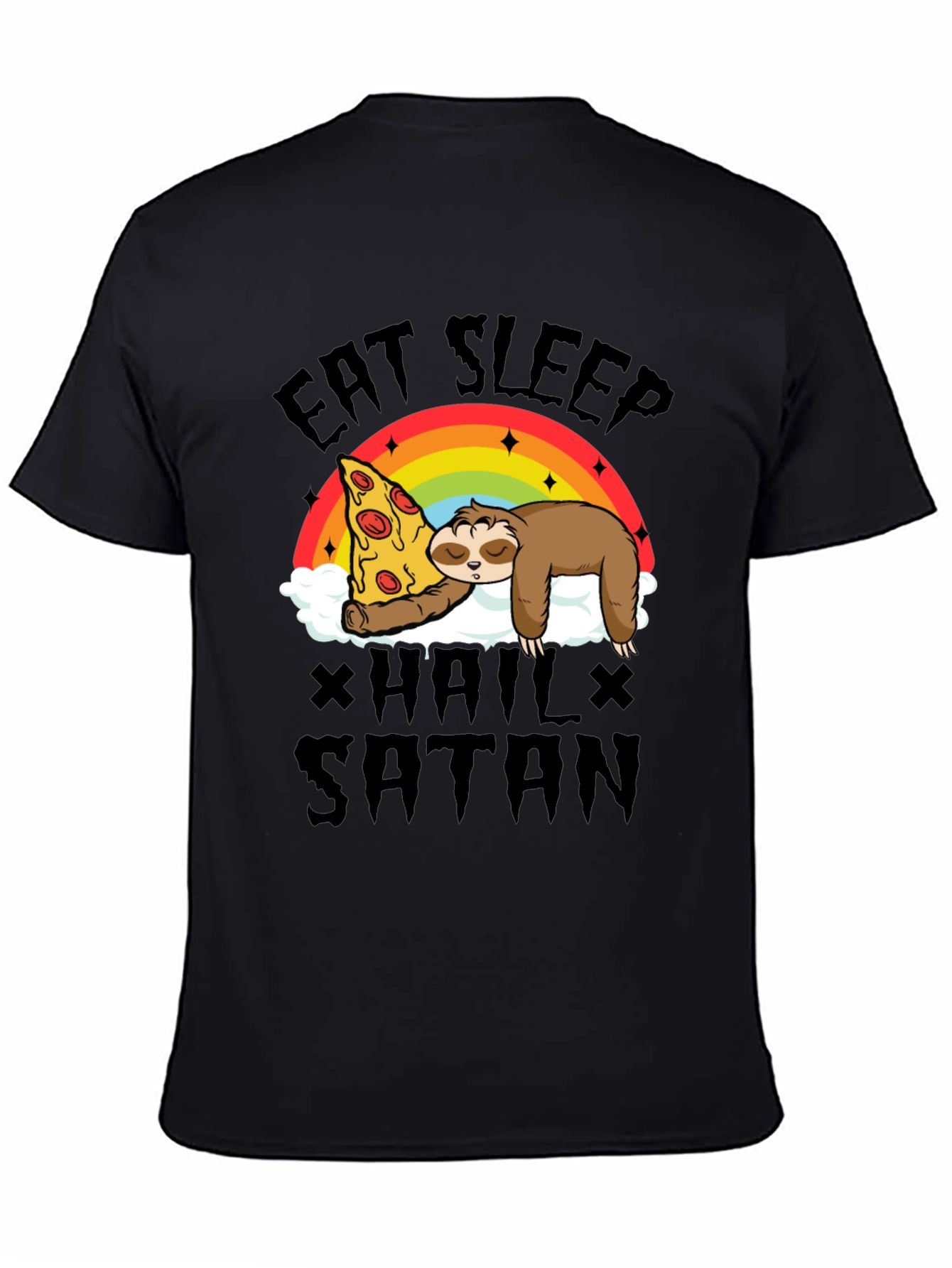 Eat Sleep Hail Satan Sloth Pizza T-Shirt