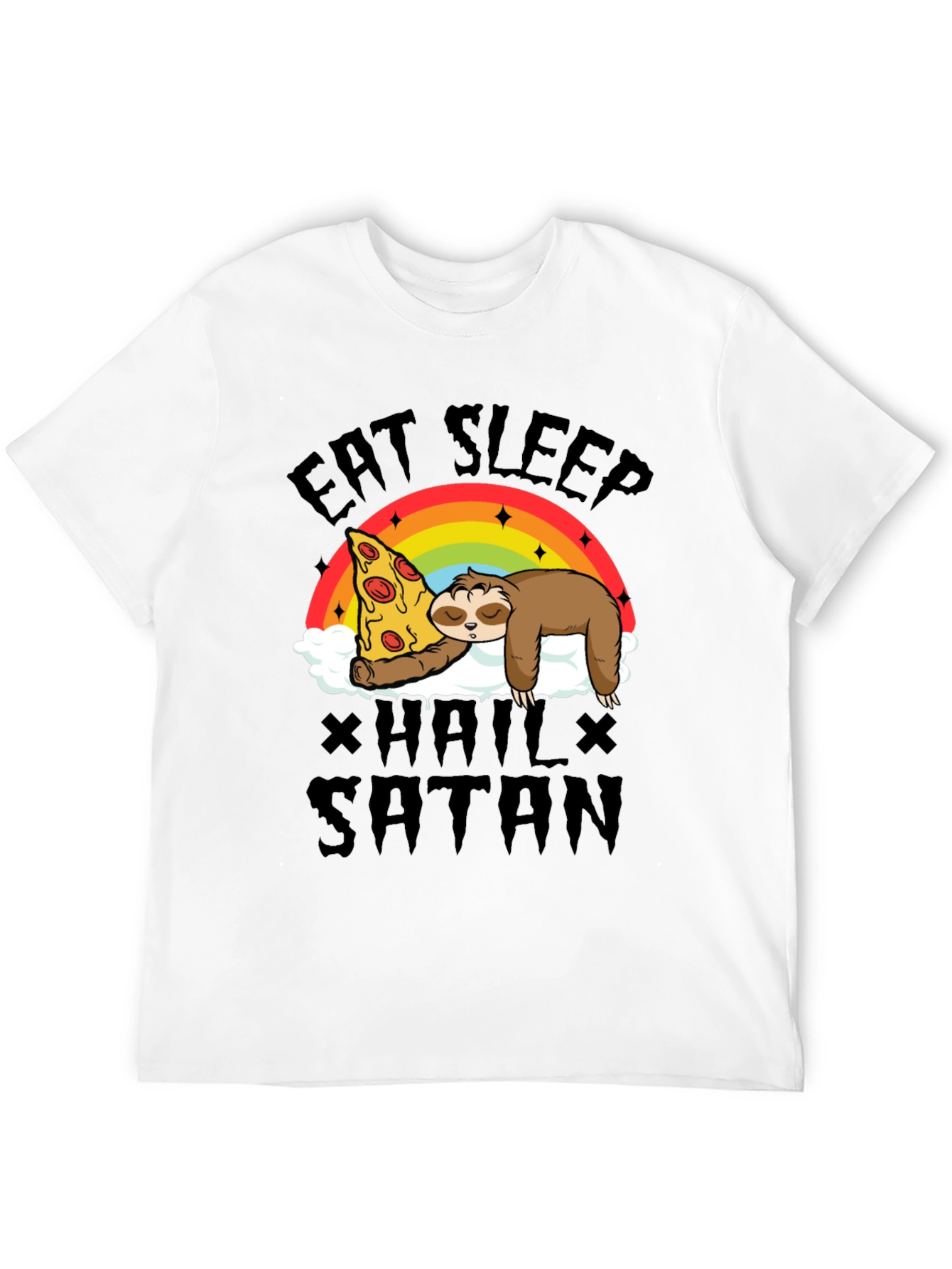 Eat Sleep Hail Satan Sloth Pizza T-Shirt