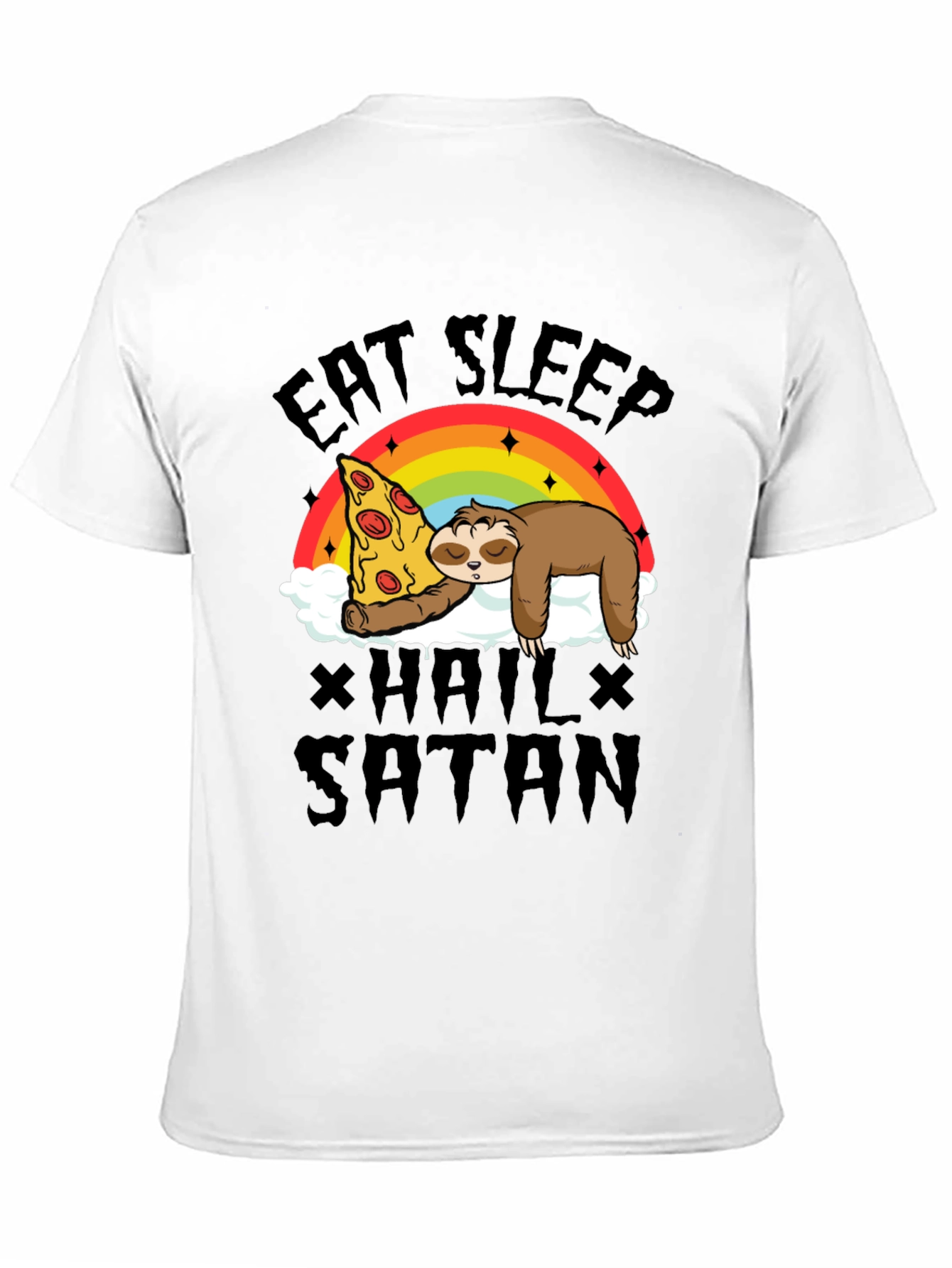 Eat Sleep Hail Satan Sloth Pizza T-Shirt
