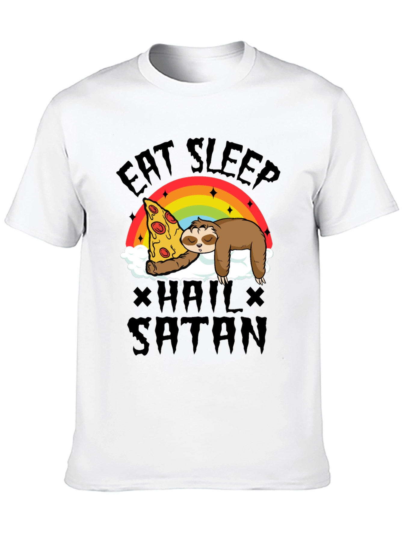 Eat Sleep Hail Satan Sloth Pizza T-Shirt