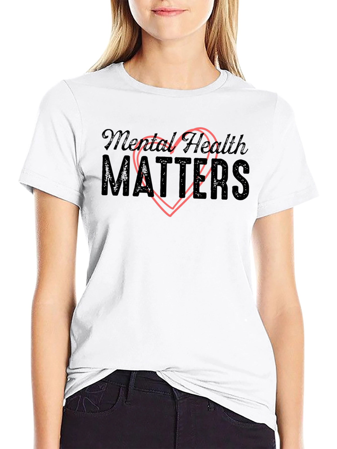 Mental Health Matters T-Shirt with Heart Graphic