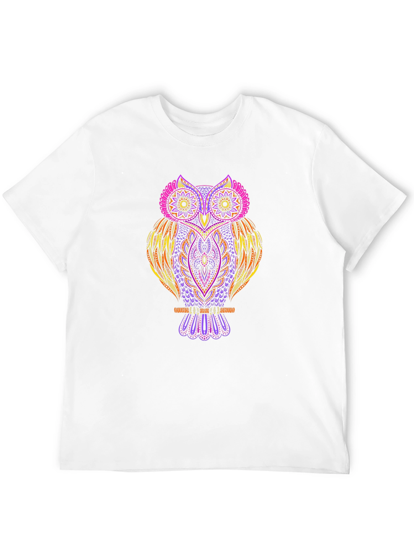 Vibrant Owl Graphic Print Black T-Shirt
