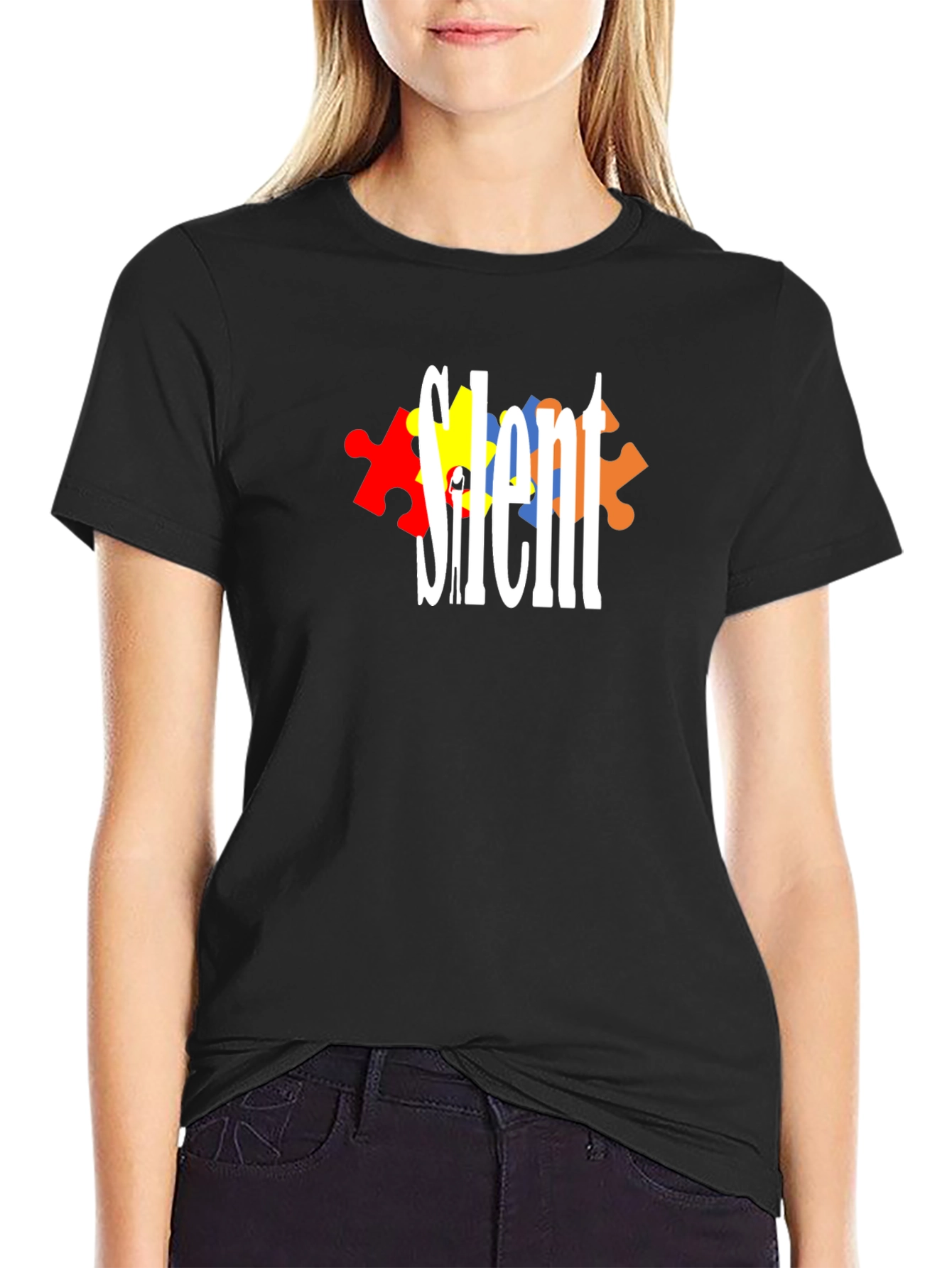 Silent Autism Awareness T-Shirt - Puzzle Piece Design