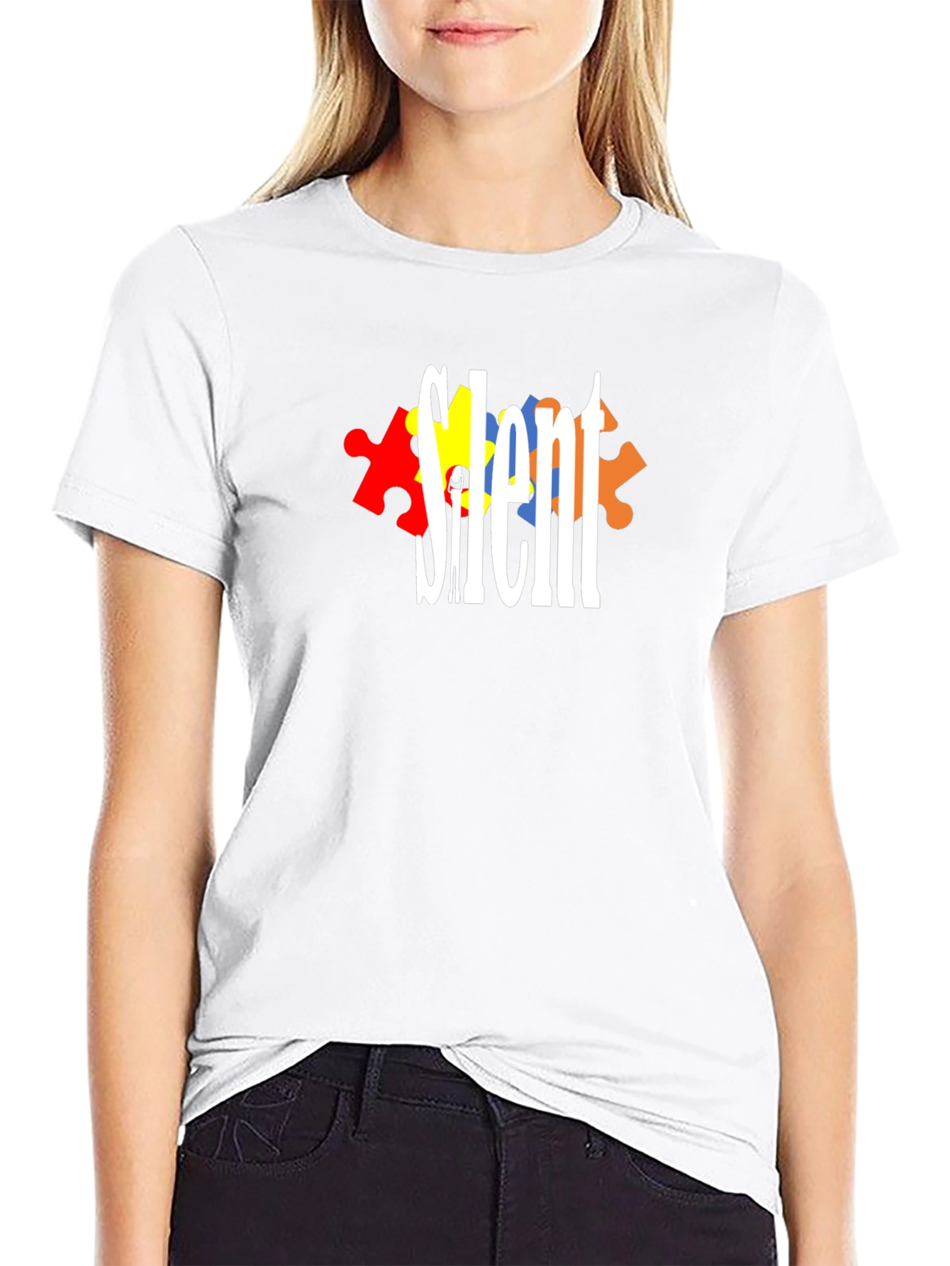 Silent Autism Awareness T-Shirt - Puzzle Piece Design