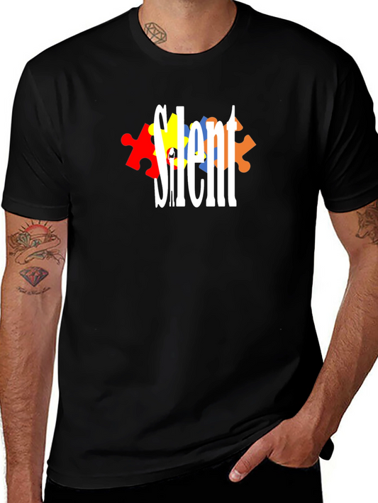 Silent Autism Awareness T-Shirt - Puzzle Piece Design