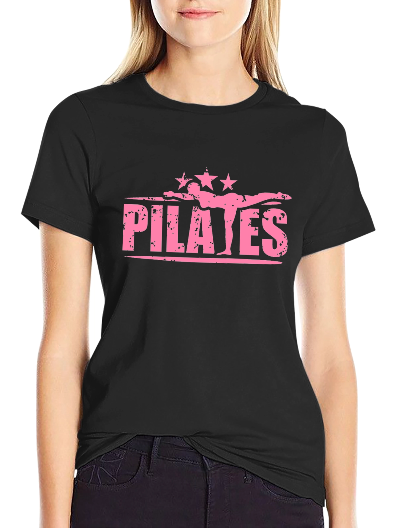 Pilates Graphic Tee - Fitness Inspired Black T-Shirt