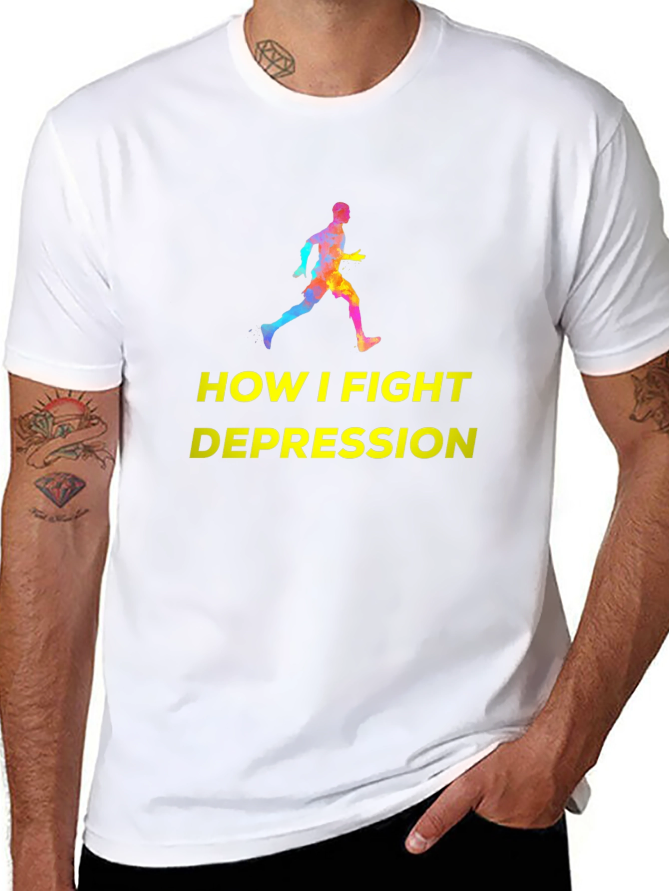 Fight Depression Graphic Tee - Running Silhouette