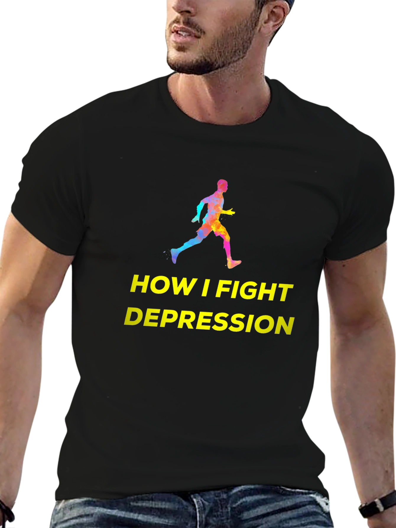 Fight Depression Graphic Tee - Running Silhouette