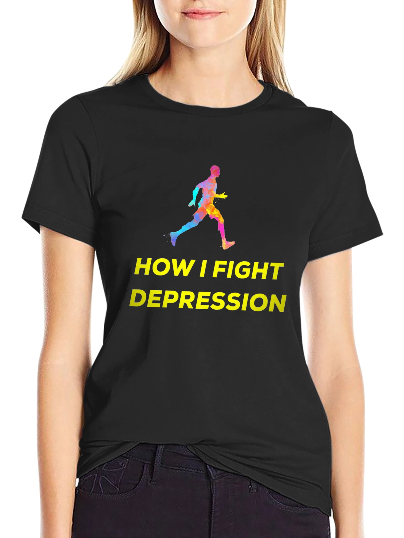 Fight Depression Graphic Tee - Running Silhouette
