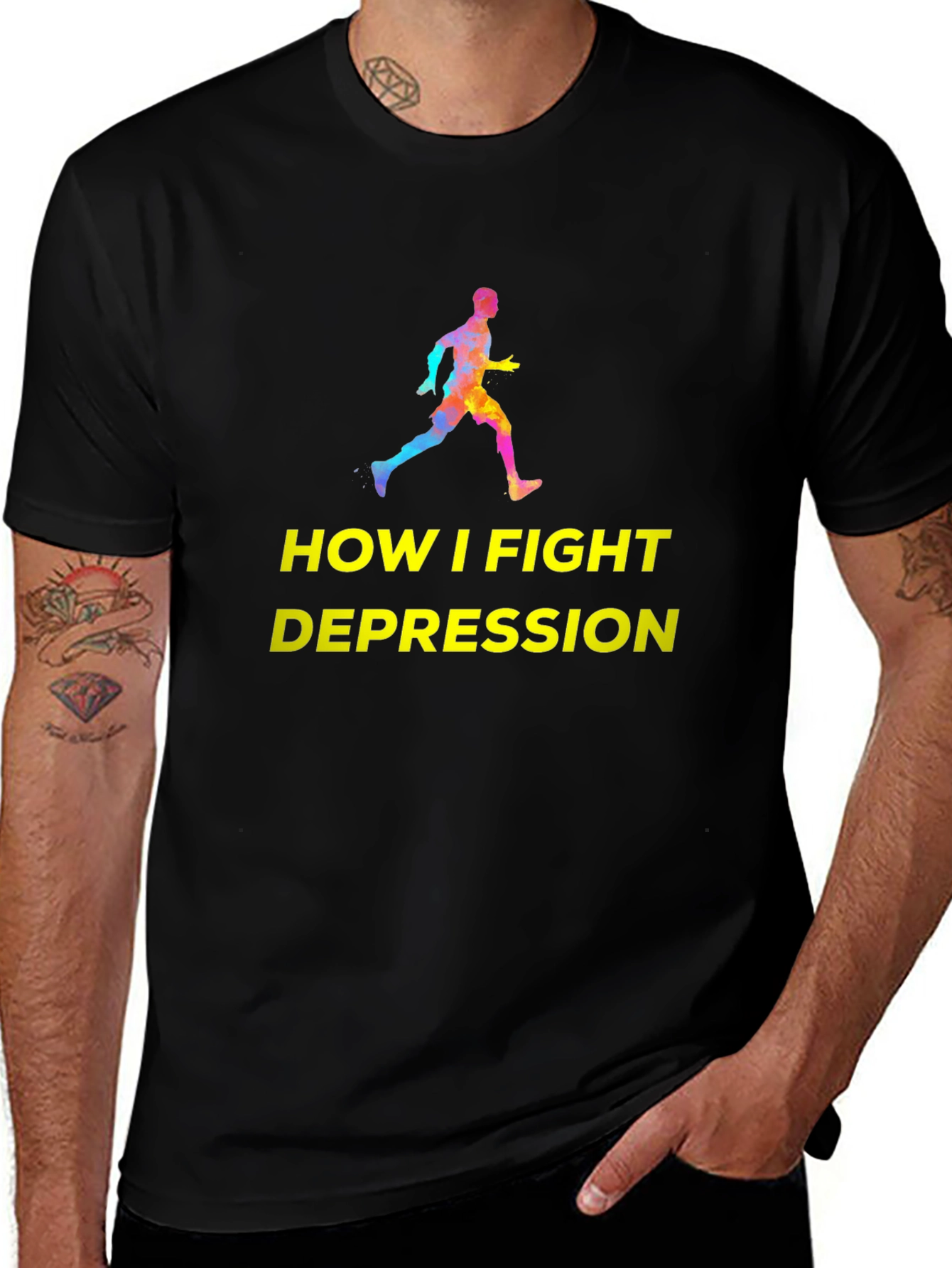 Fight Depression Graphic Tee - Running Silhouette