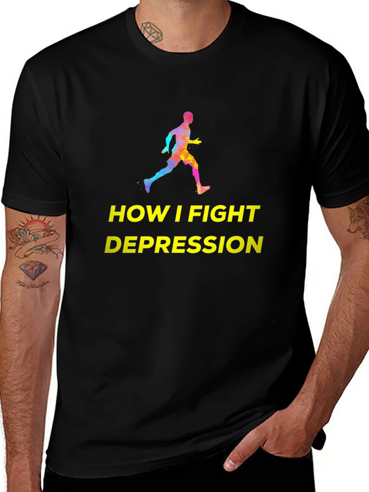 Fight Depression Graphic Tee - Running Silhouette