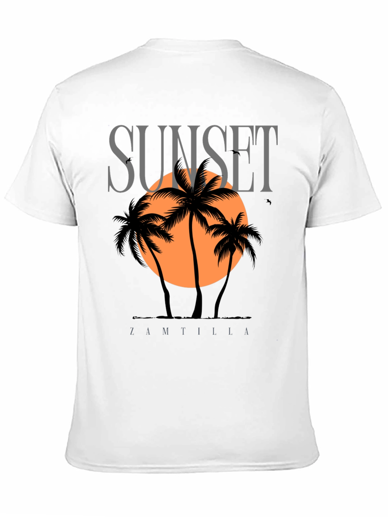 Sunset Palm Tree Graphic Black T-Shirt