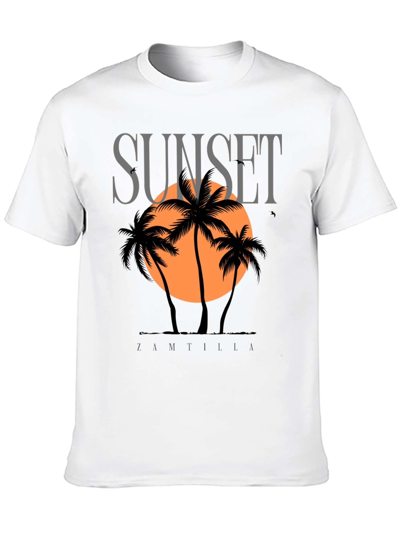 Sunset Palm Tree Graphic Black T-Shirt