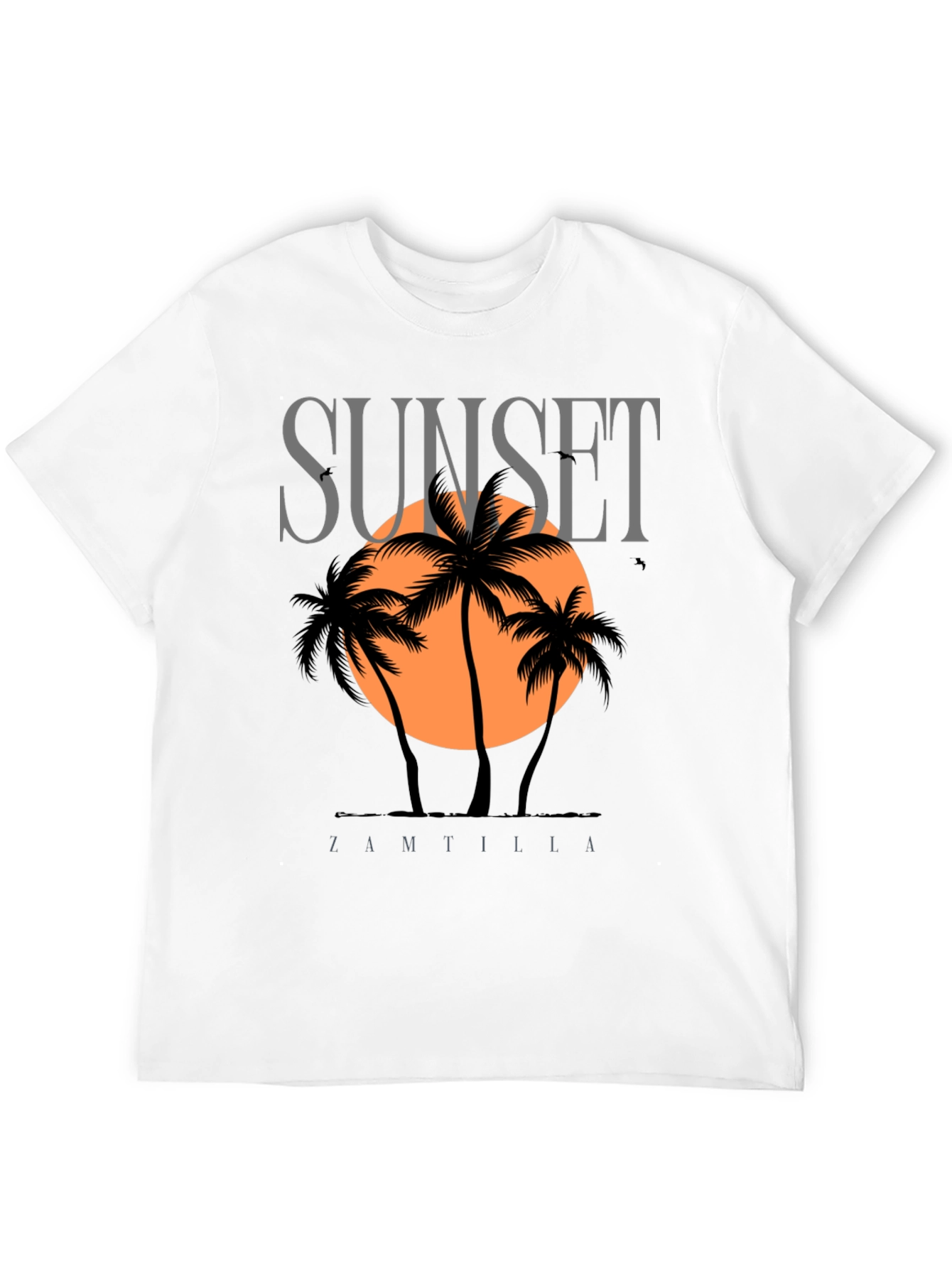 Sunset Palm Tree Graphic Black T-Shirt