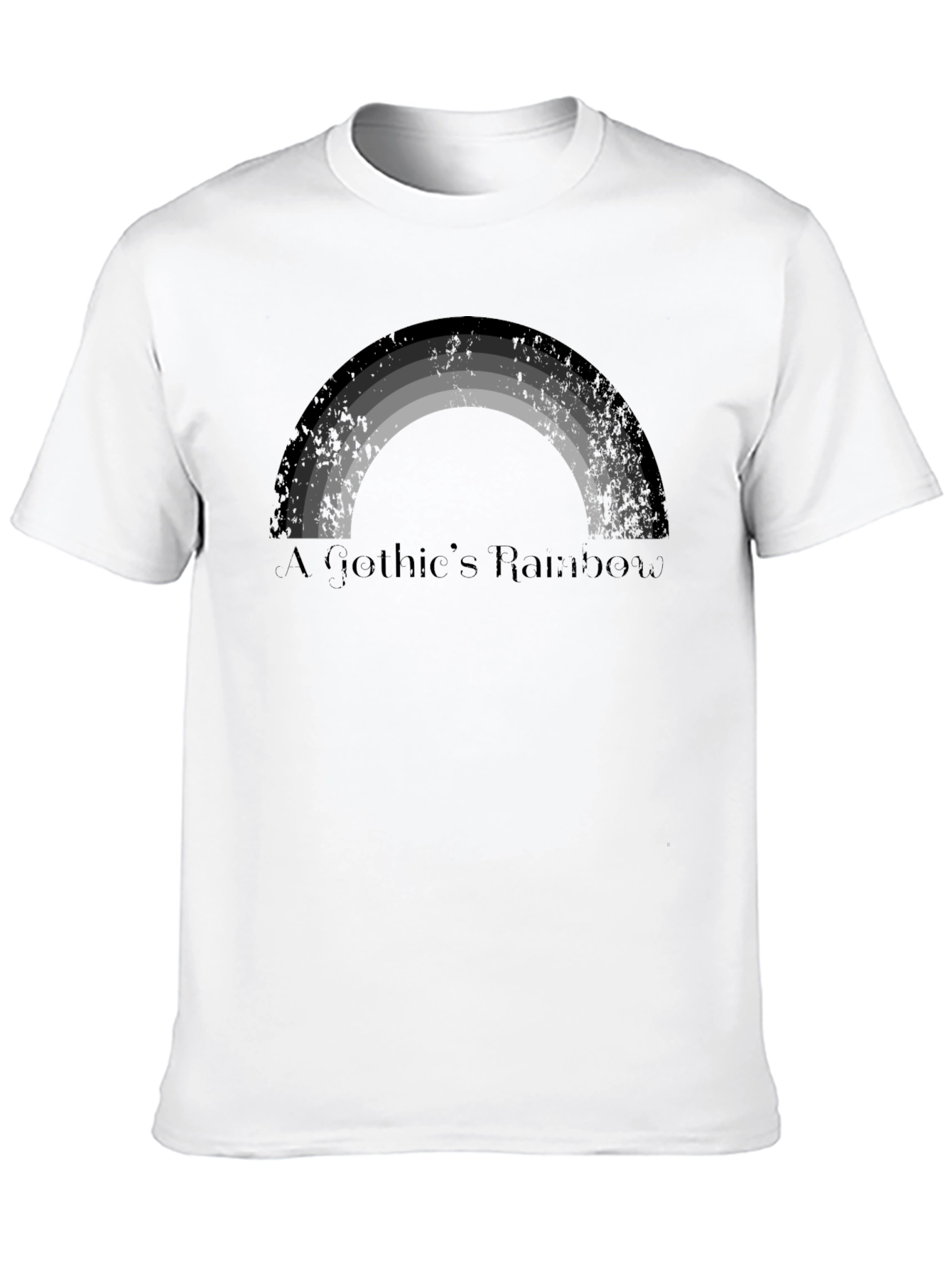 Gothic Rainbow Tee - Unique Gray Scale Design