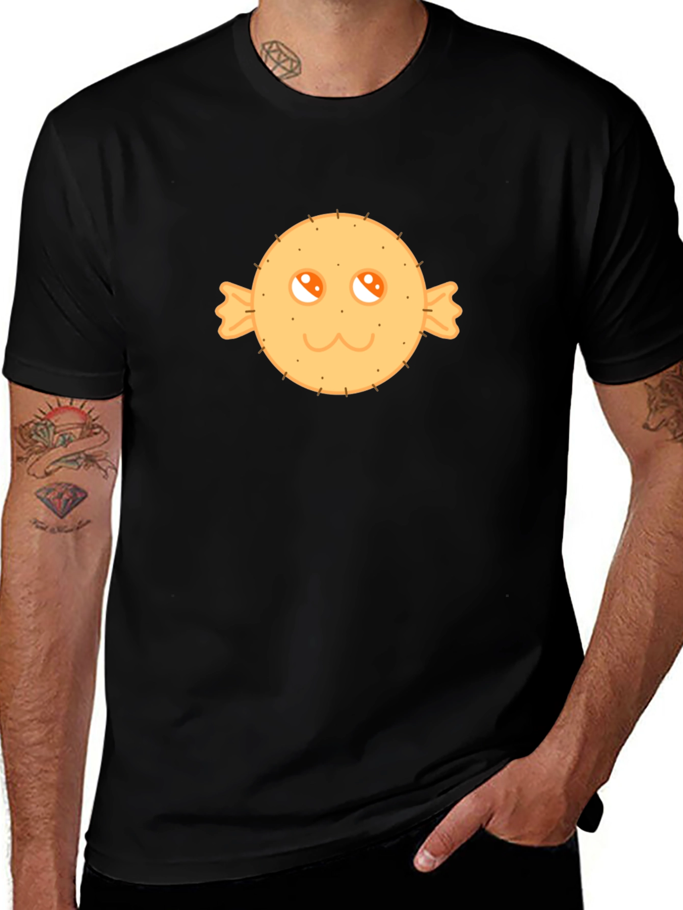 Cute Candy Face Graphic Tee - Black