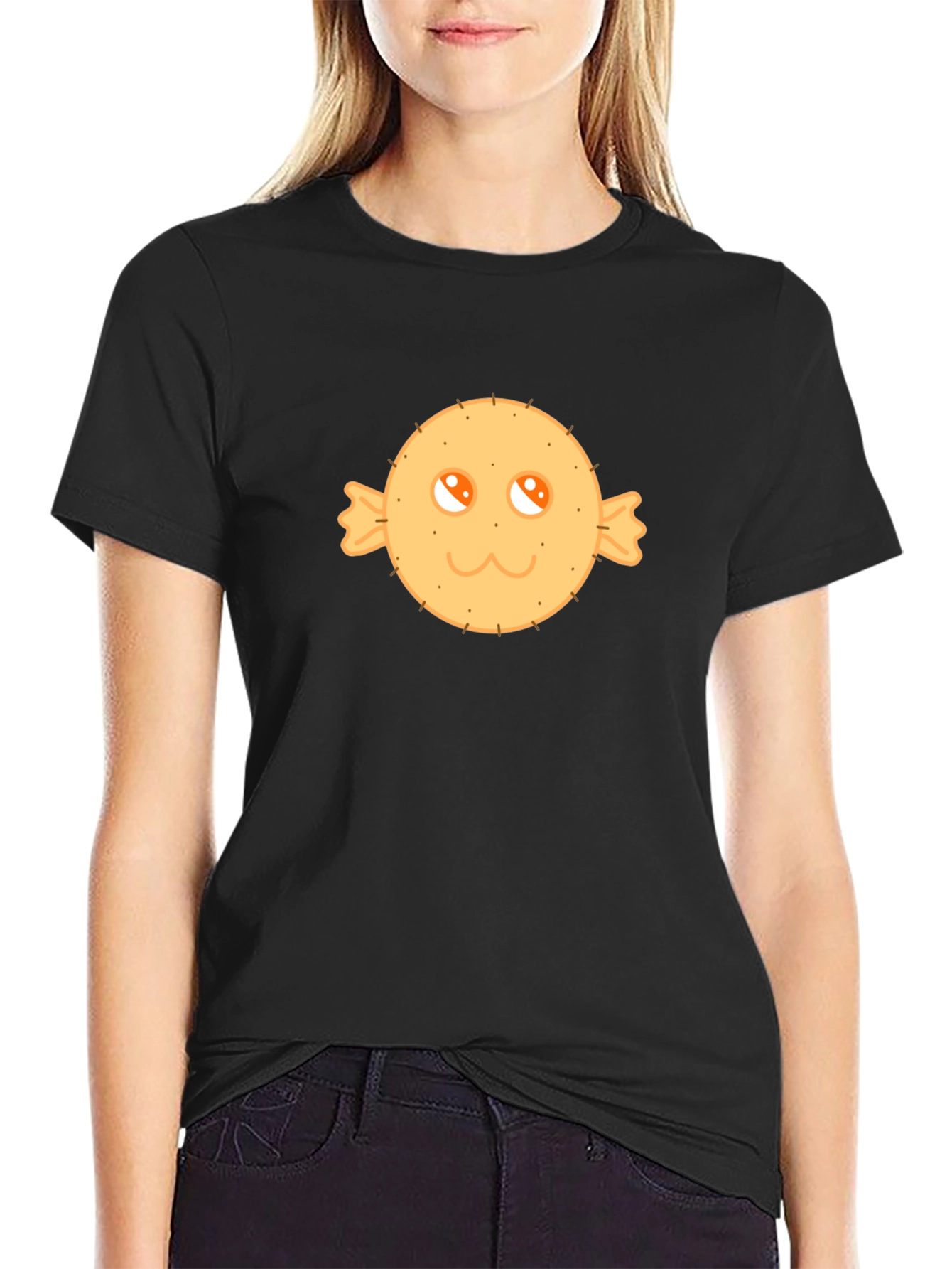 Cute Candy Face Graphic Tee - Black