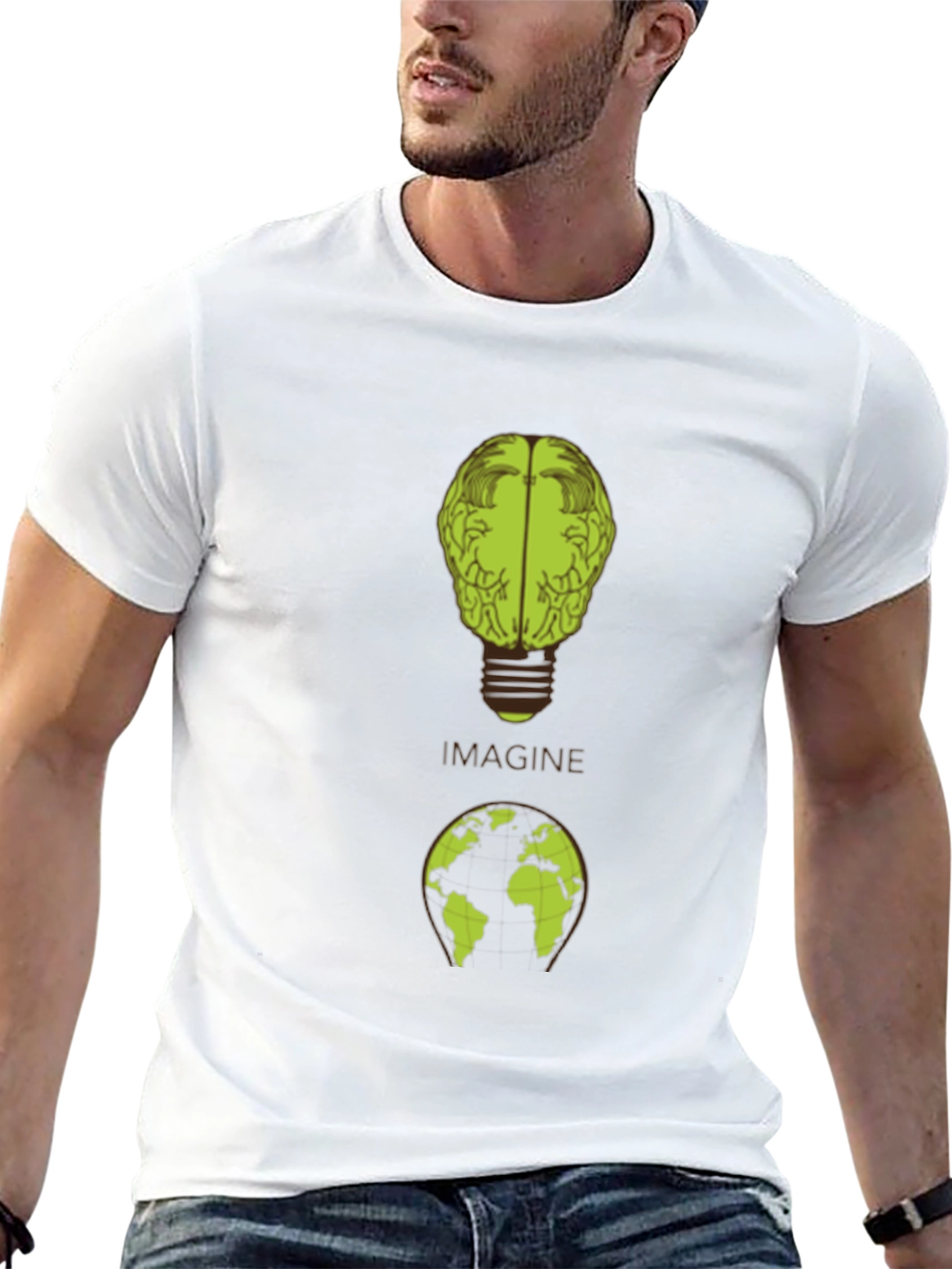 Imagine Brain Earth Graphic Black T-Shirt