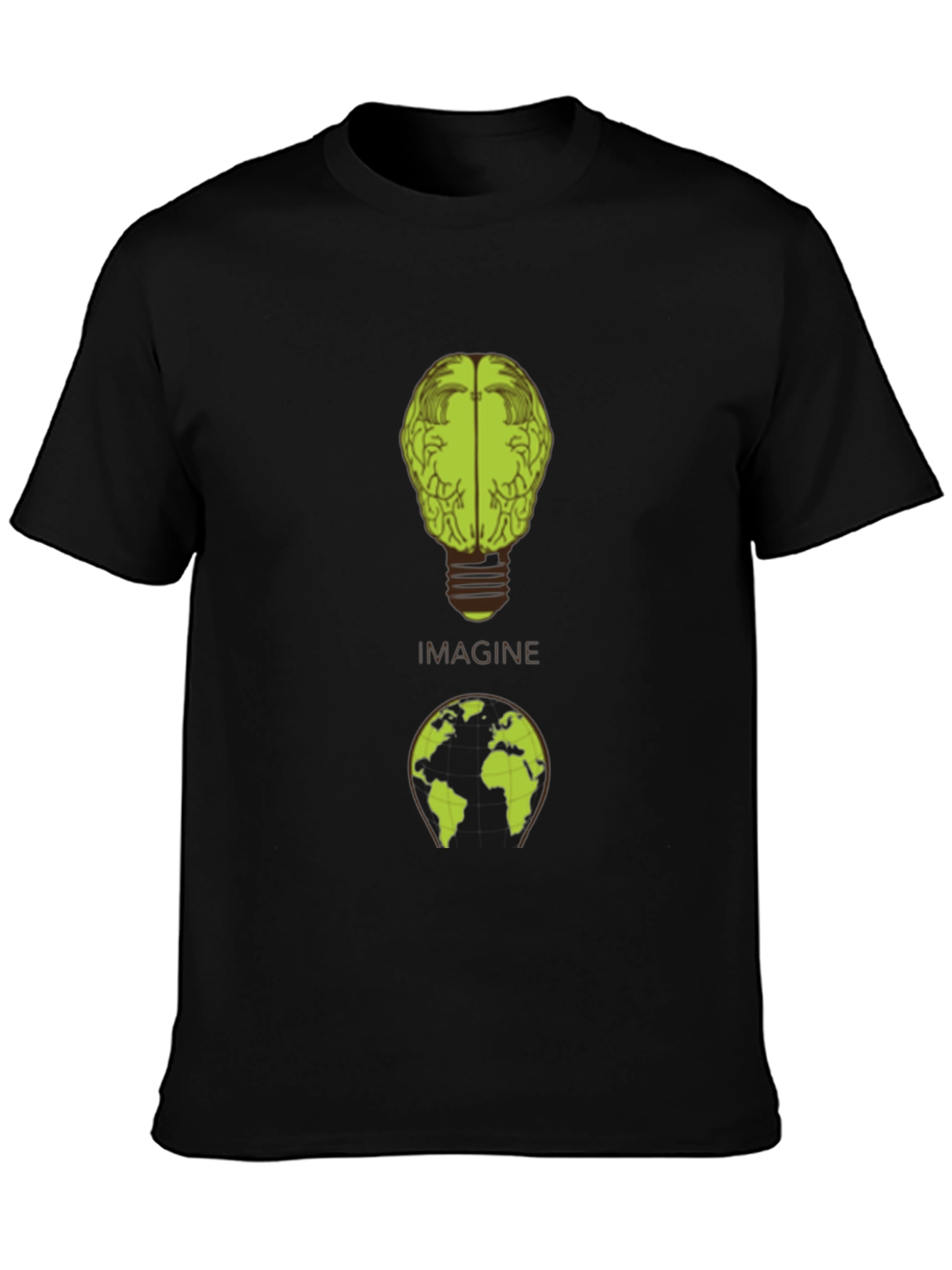 Imagine Brain Earth Graphic Black T-Shirt