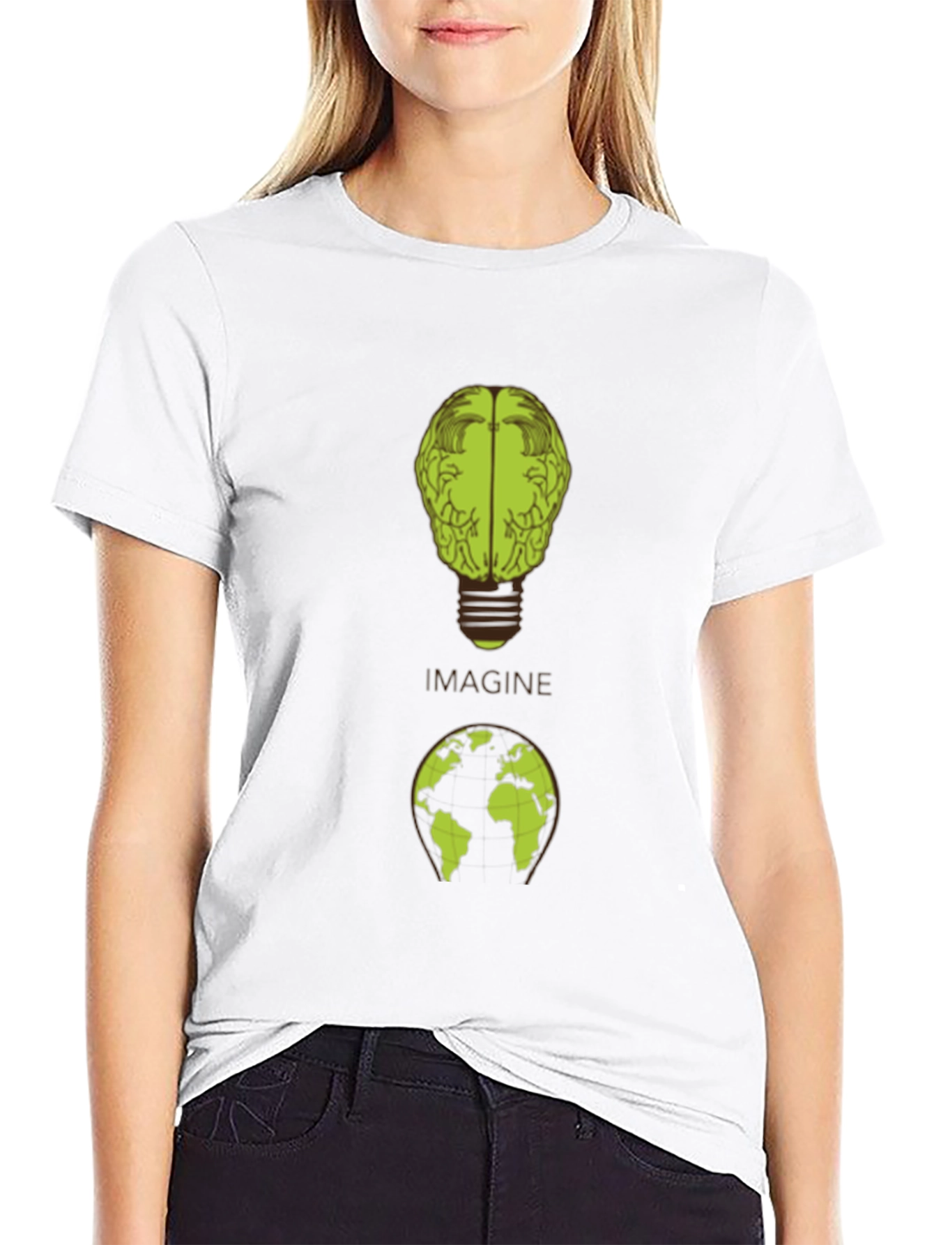 Imagine Brain Earth Graphic Black T-Shirt